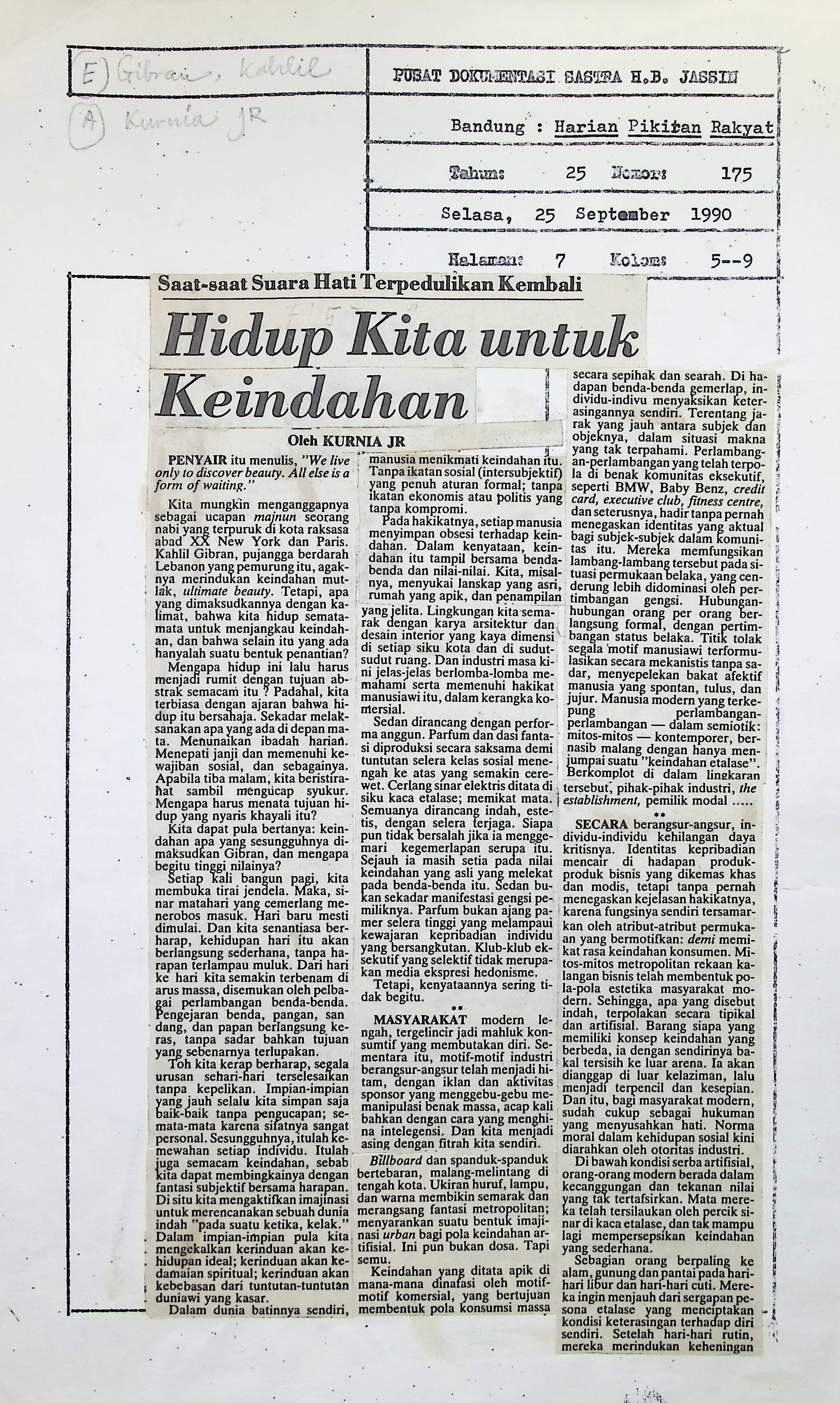 Hidup kita untuk keindahan