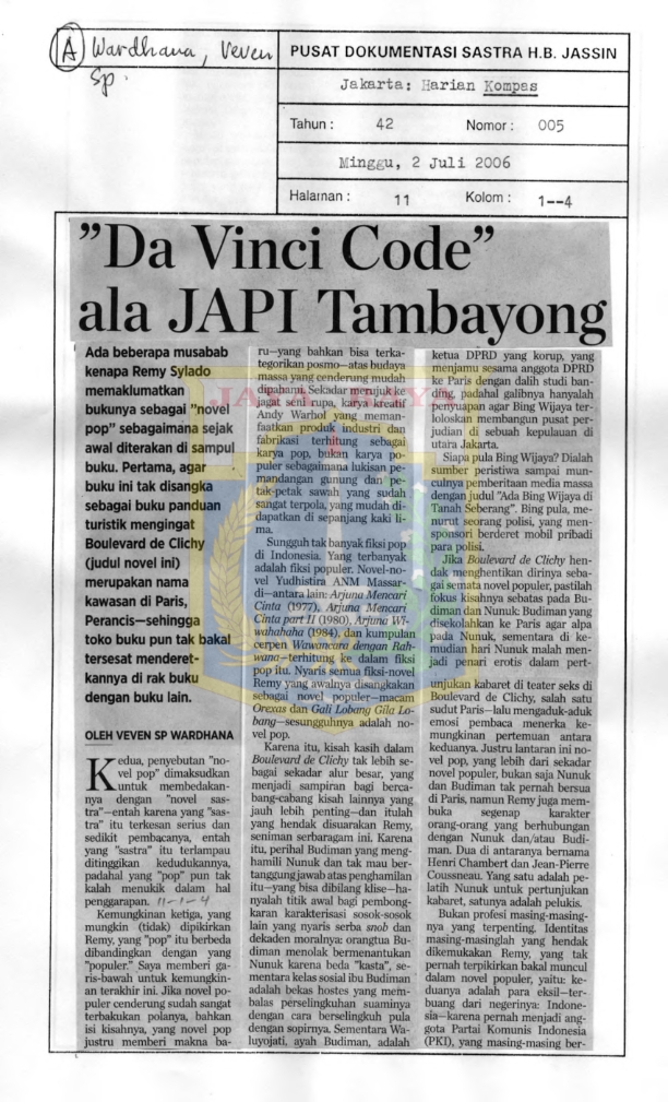 "Da Vinci Code" ala JAPI Tambayong
