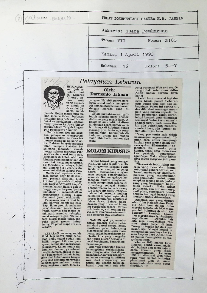 Kolom khusus - pelayanan lebaran