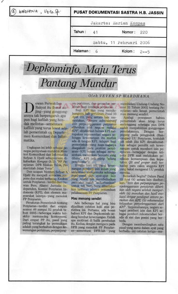 Depkominfo, maju terus pantang mundur