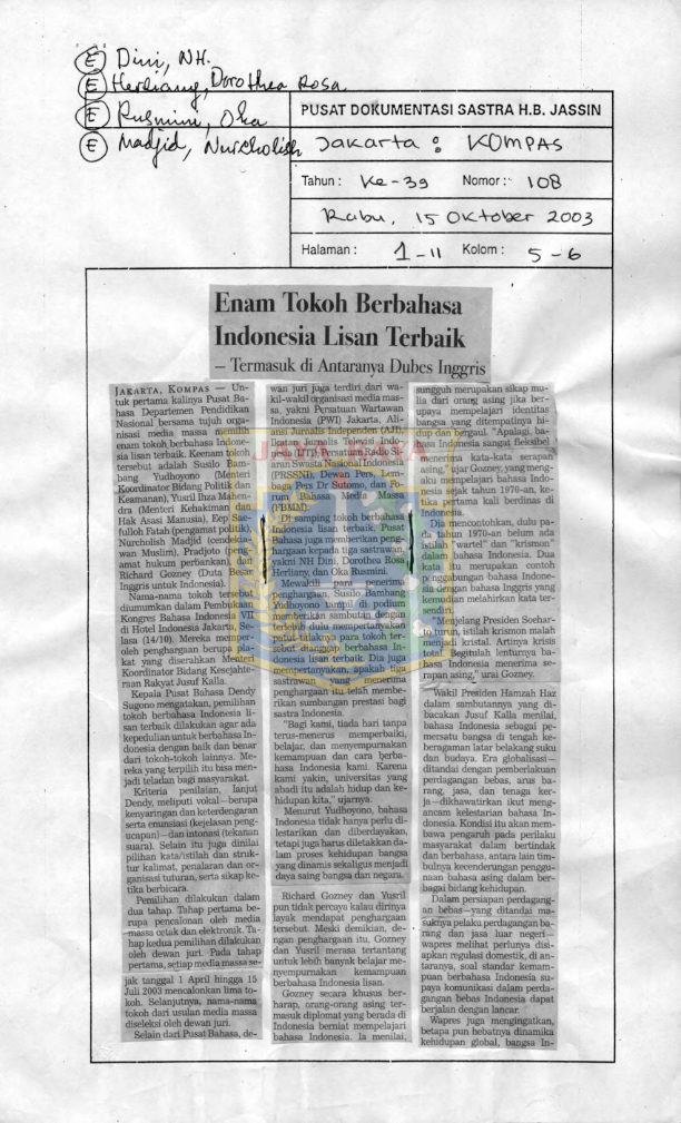 Enam tokoh berbahasa Indonesia lisan terbaik
