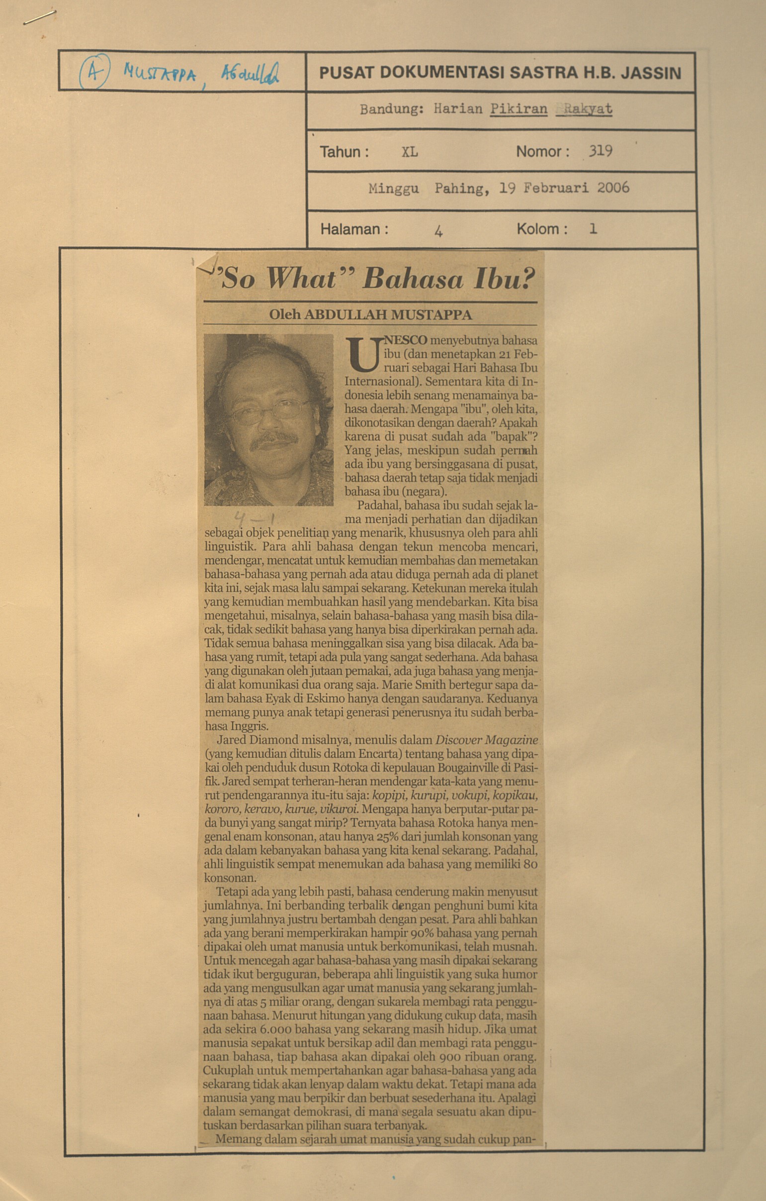 So What. Bahasa ibu