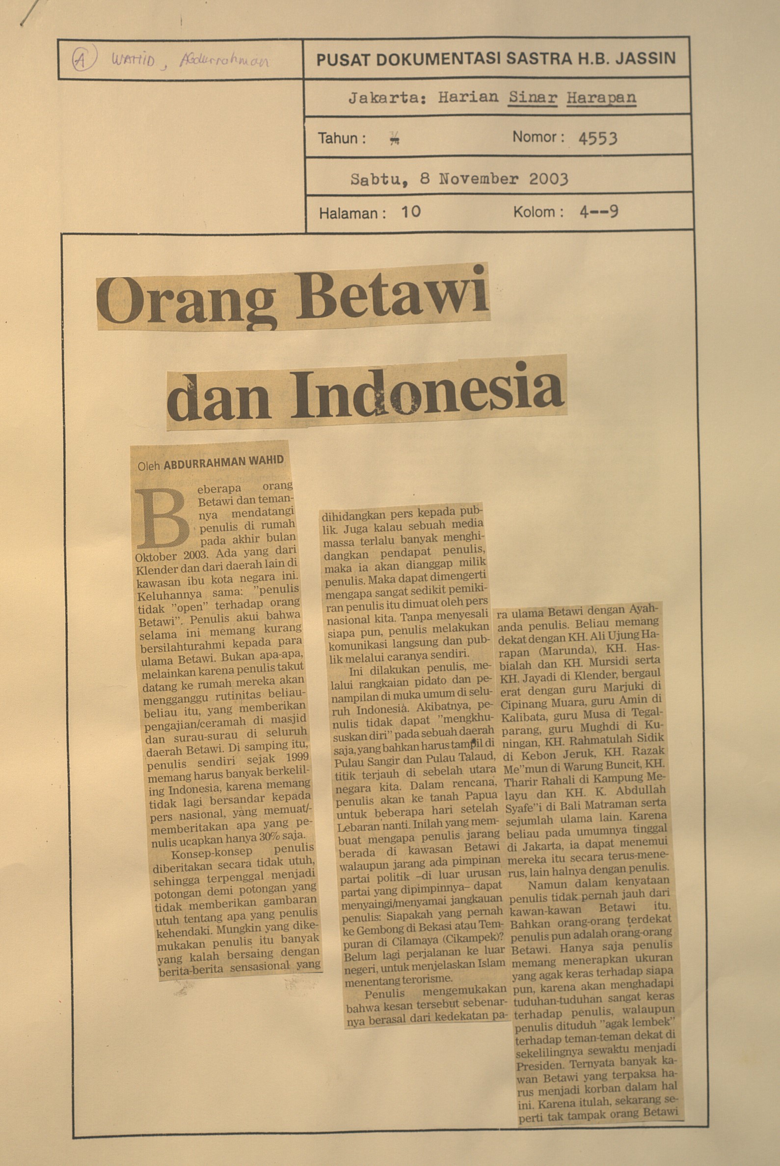 Orang Betawi dan Indonesia