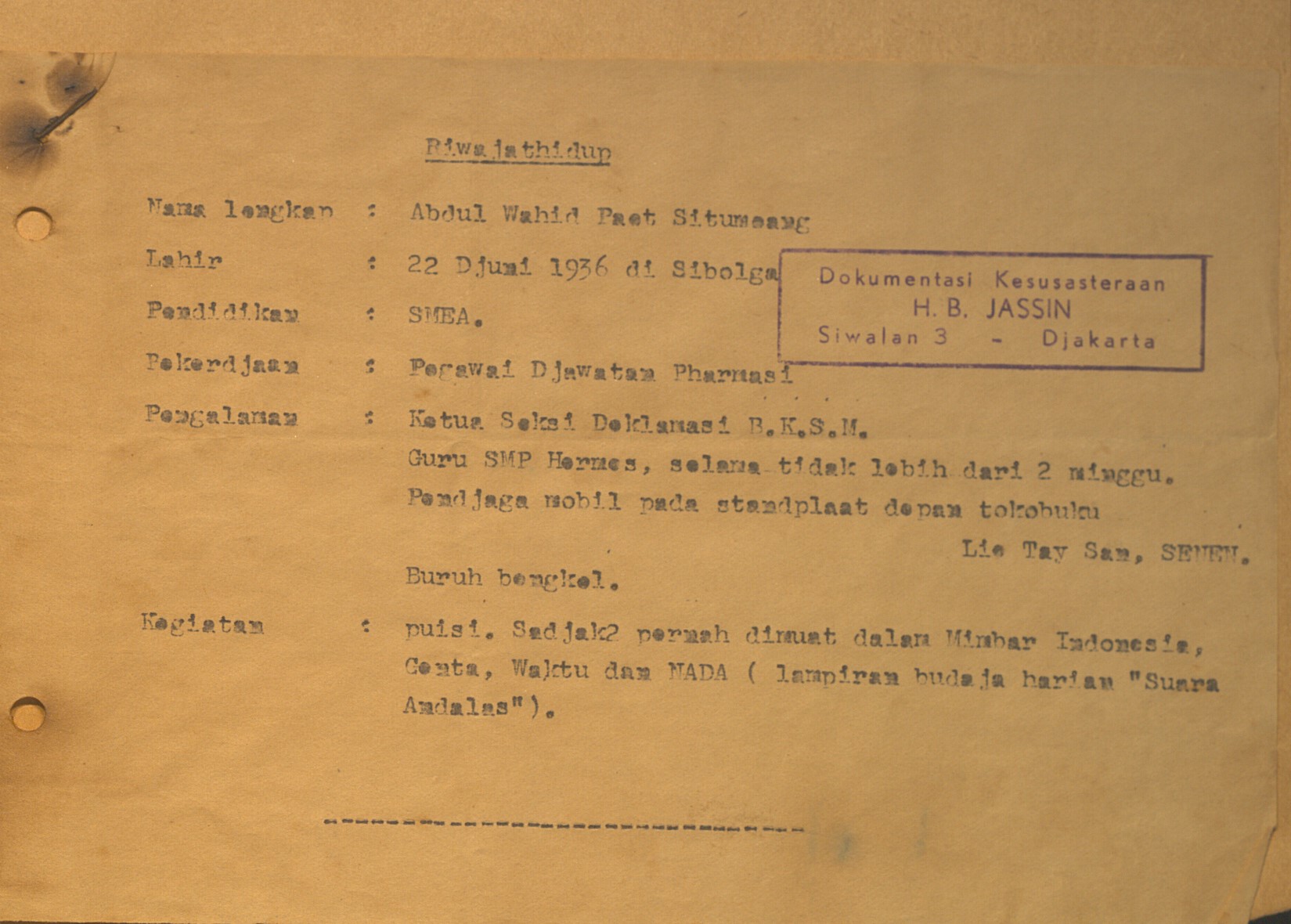 Biografi pengarang Abdul Wahid Situmorang