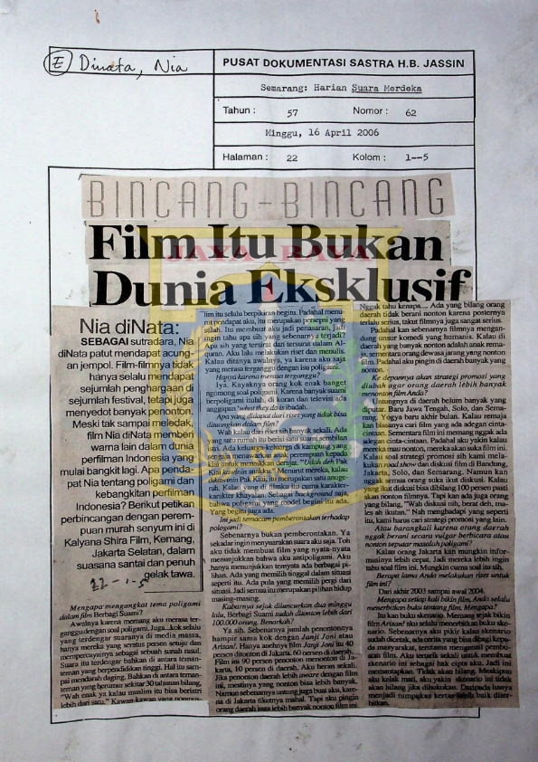 Bincang-bincang : film itu bukan dunia eksklusif