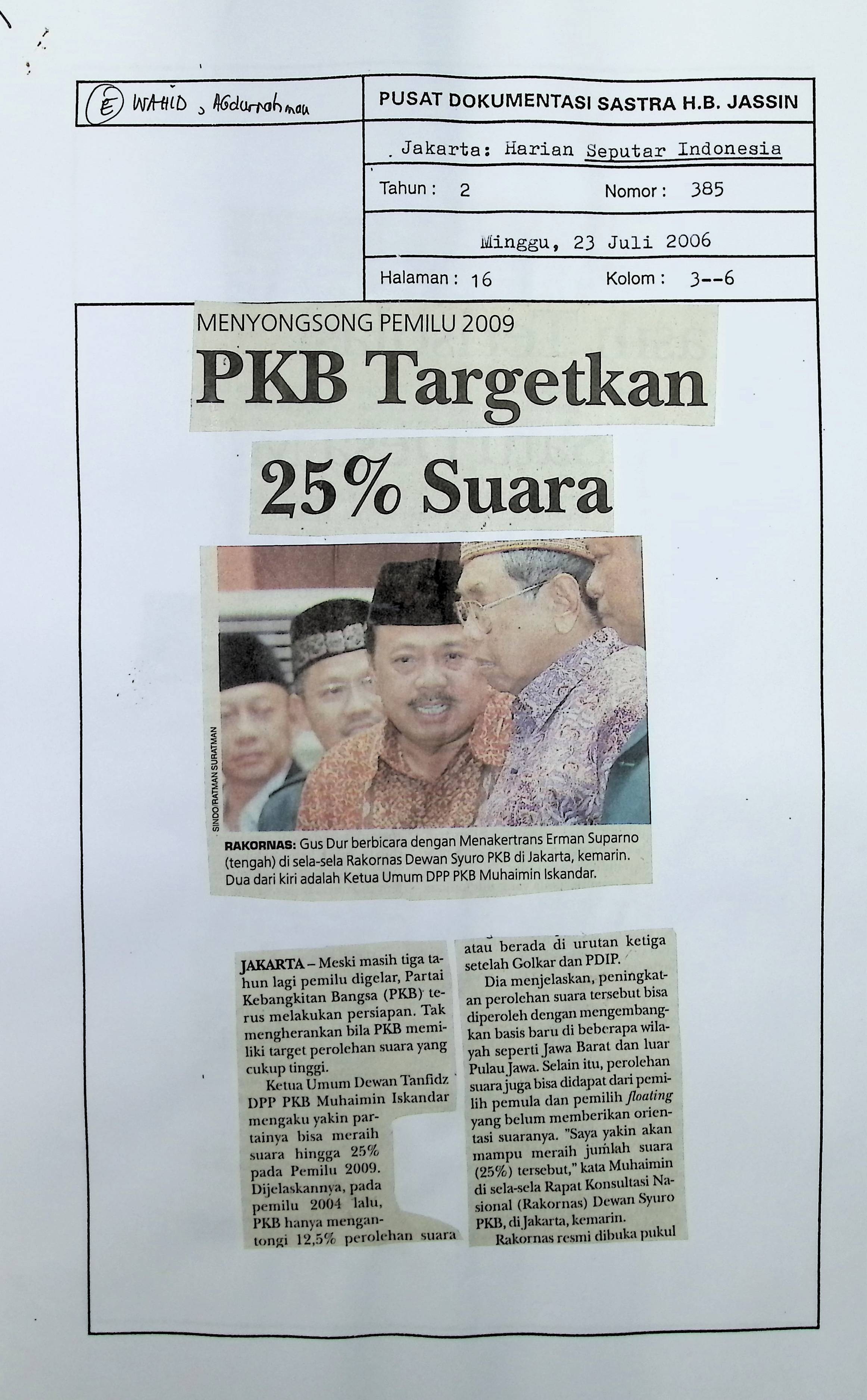 Menyongsong pemilu 2009. PKB targetkan 25% suara