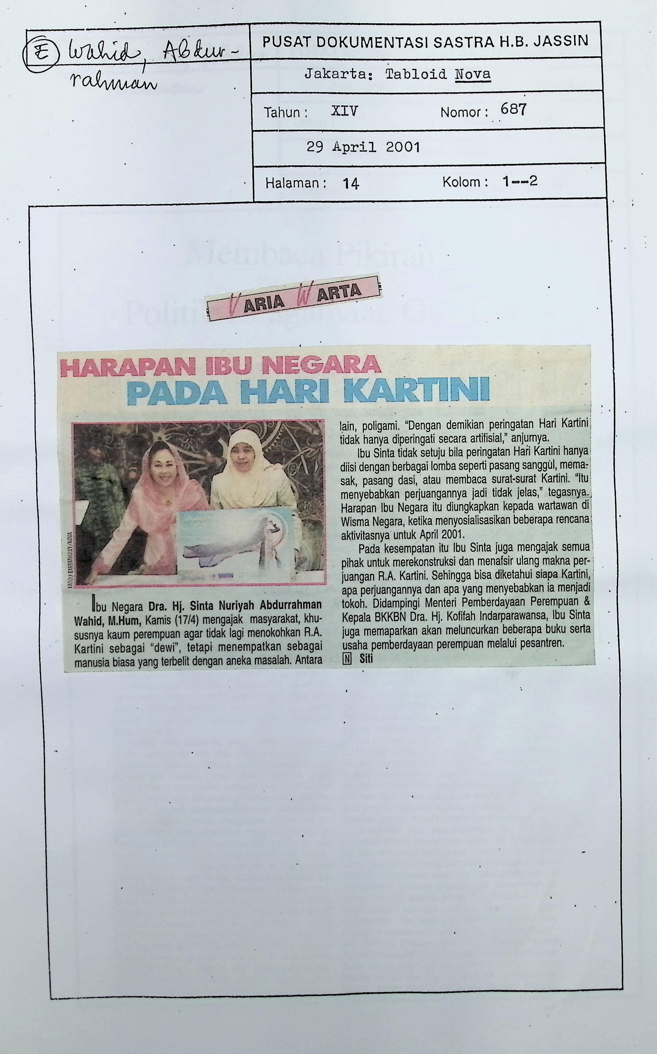 Harapan ibu negara pada hari kartini