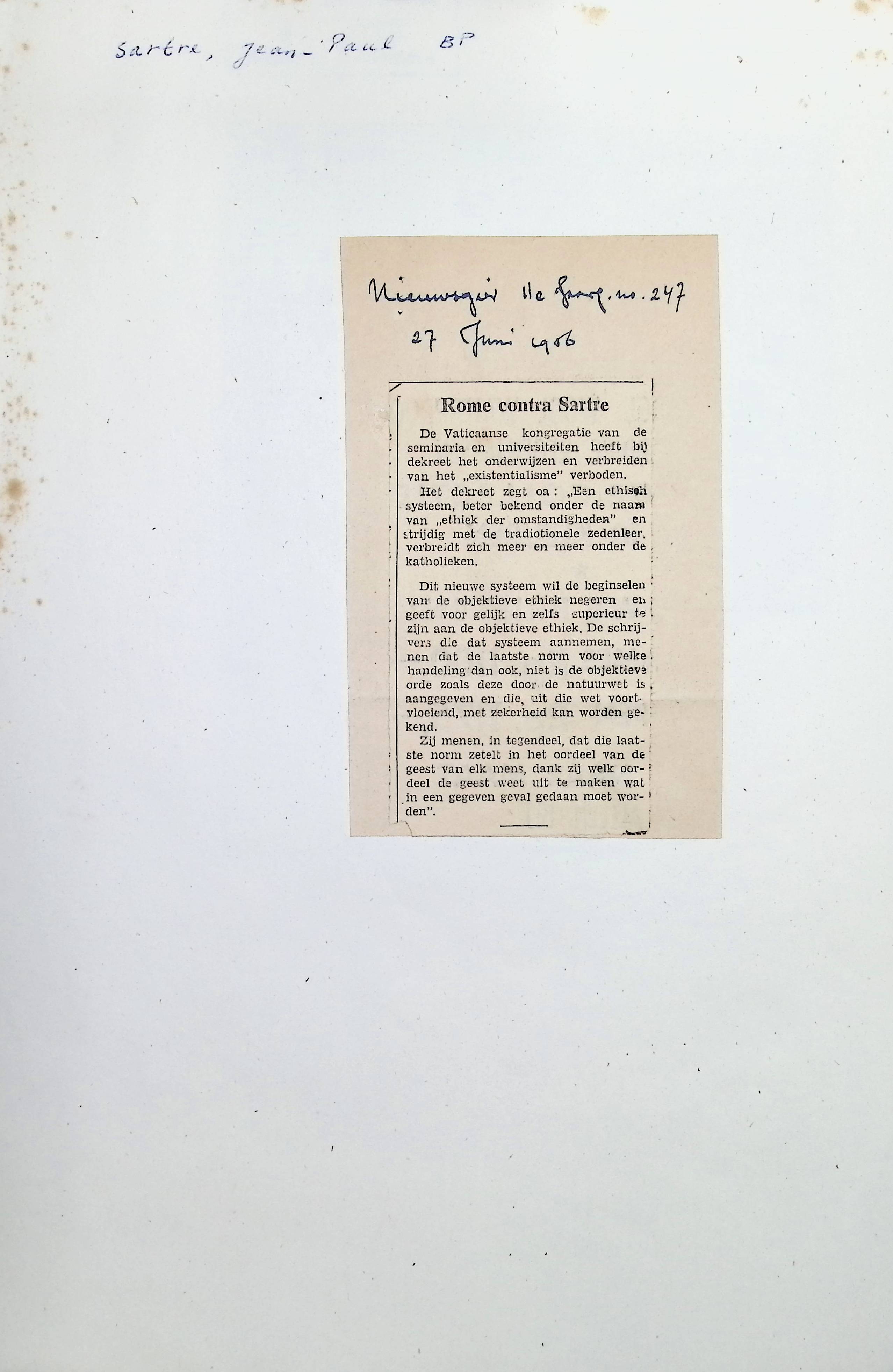 Rome contra Sartre