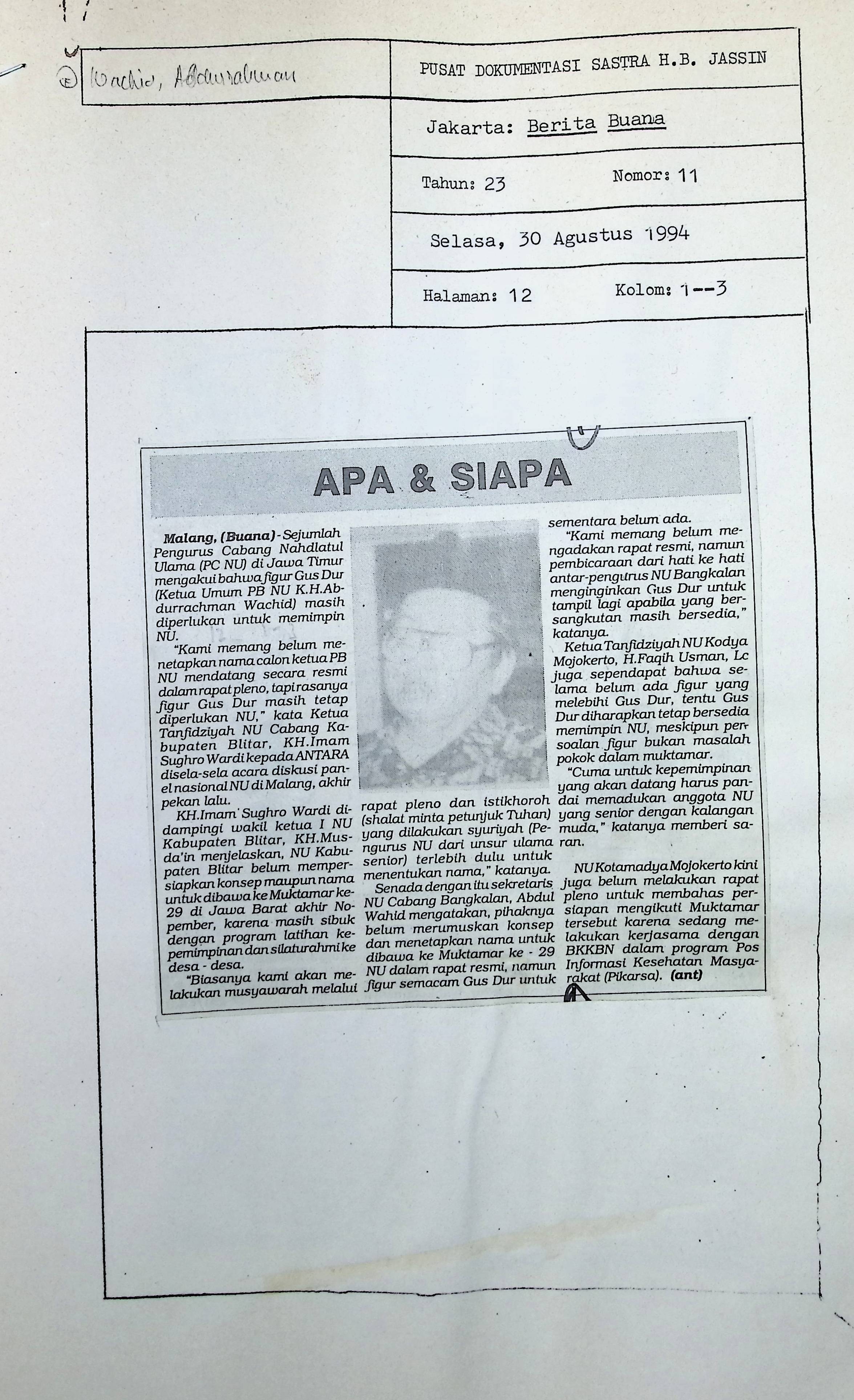 Figur Gus Dur masih diperlukan untuk memimpin NU