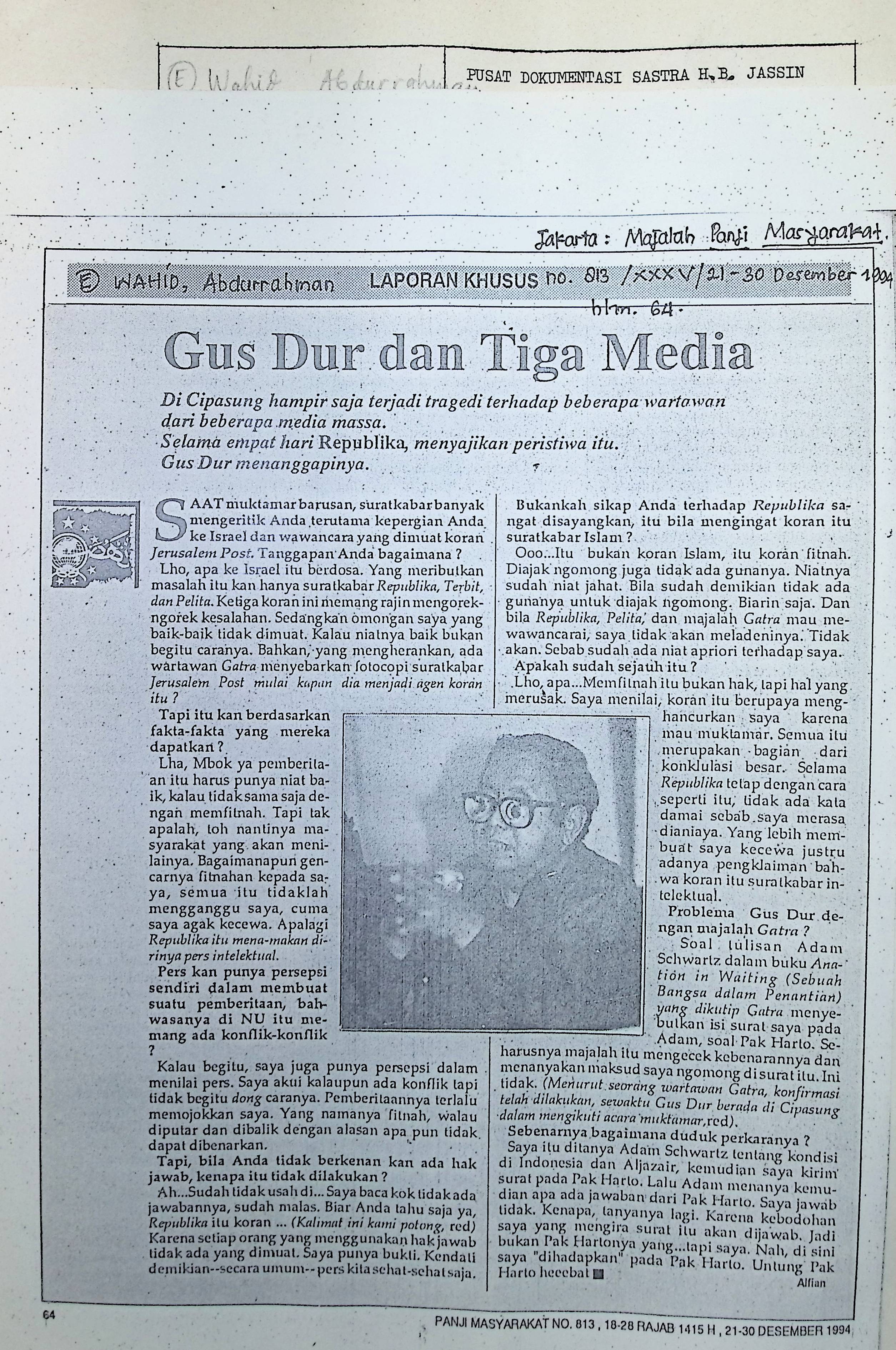 Gus Dur dan tiga media
