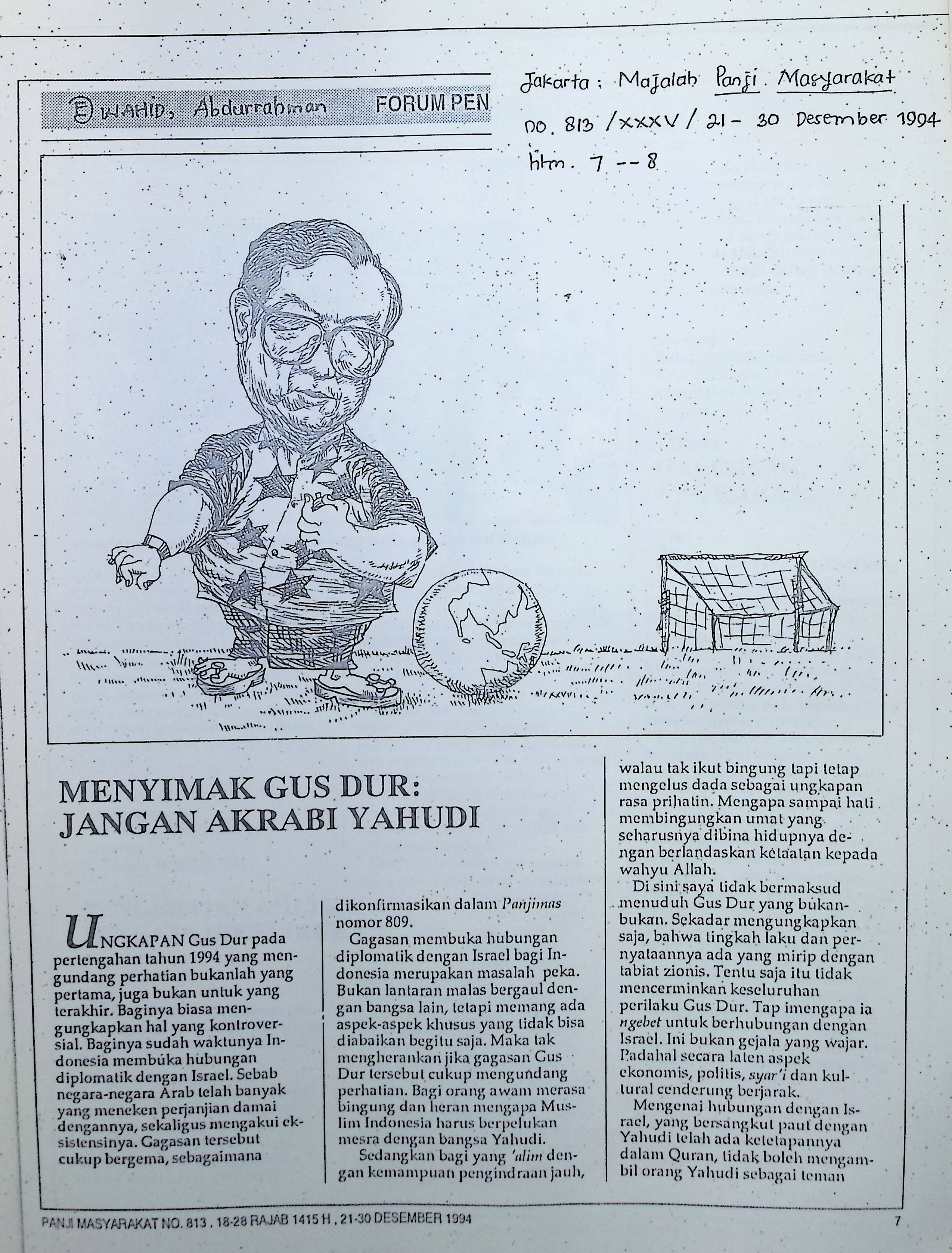 Menyimak Gus Dur. Jangan akrabi Yahudi