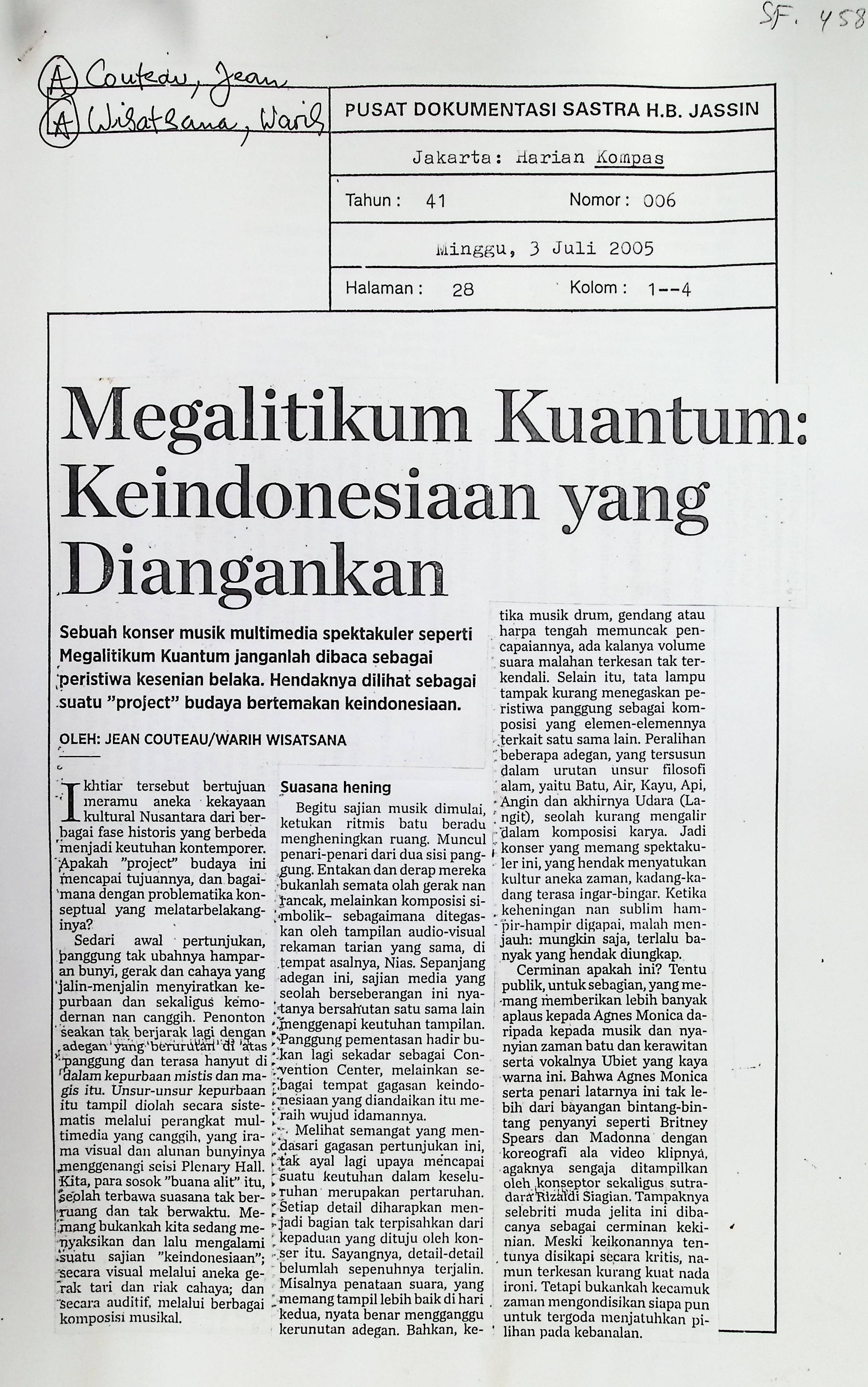 Megalitikum kuantum: keIndonesiaan yang diangankan