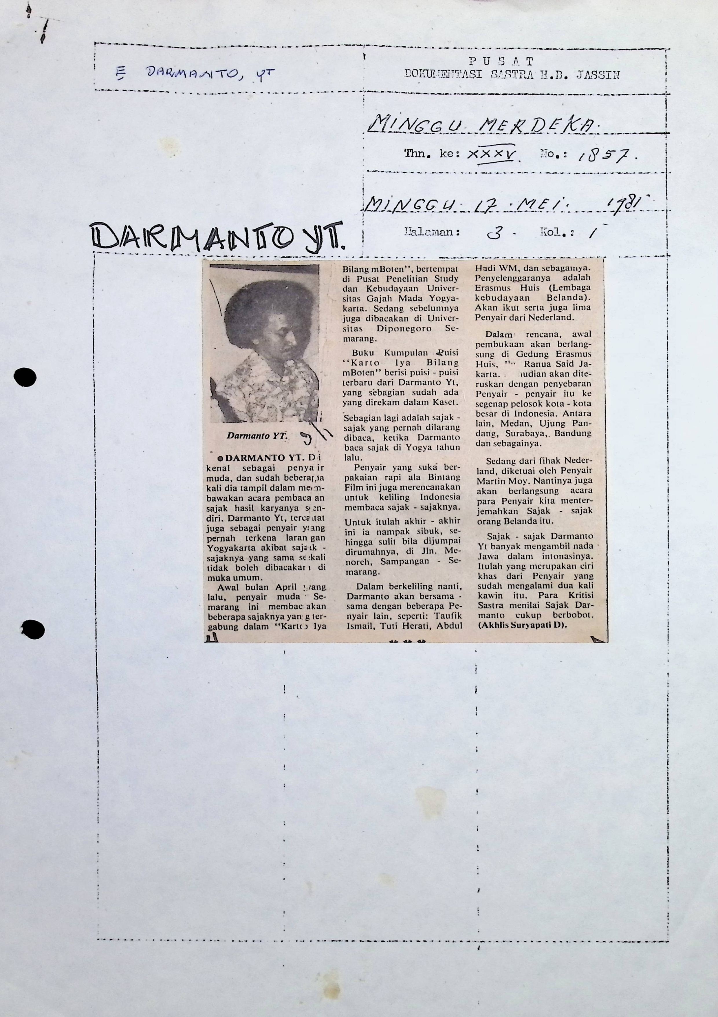 Darmanto Jatman (oleh Akhlis Suryapati D)