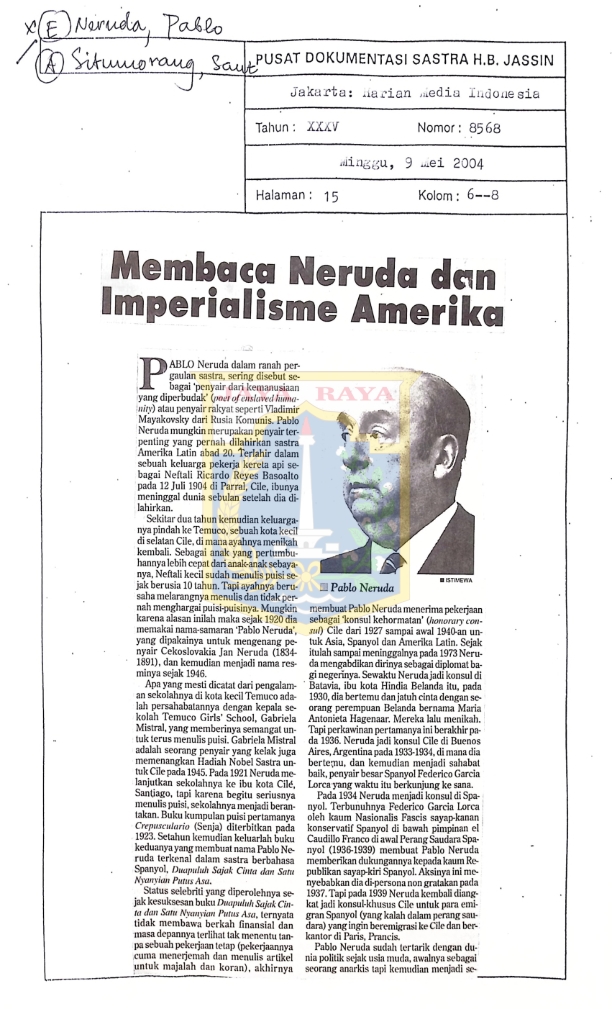 Membaca Neruda dan imperialisme Amerika