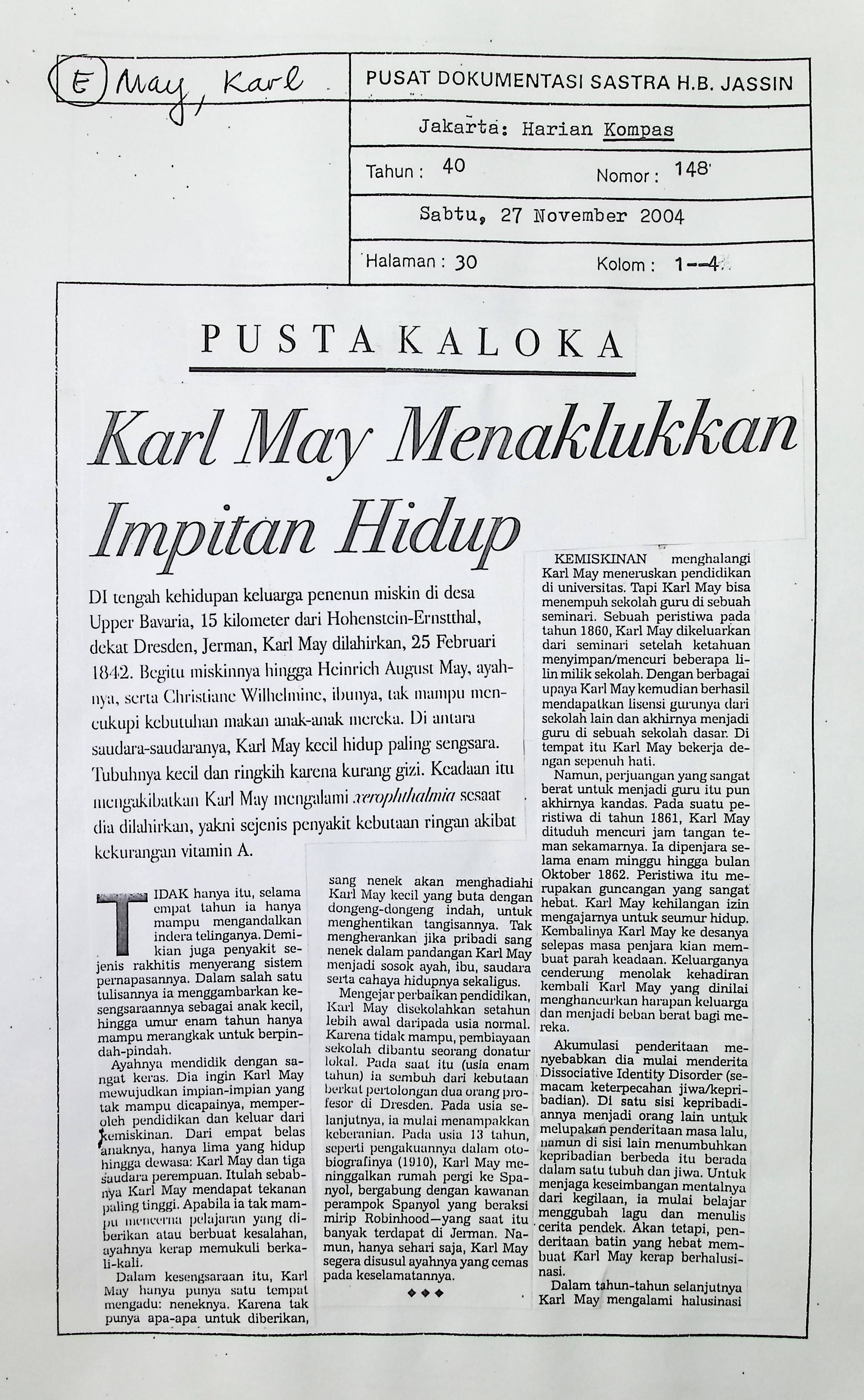 Karl May menaklukkan impitan hidup
