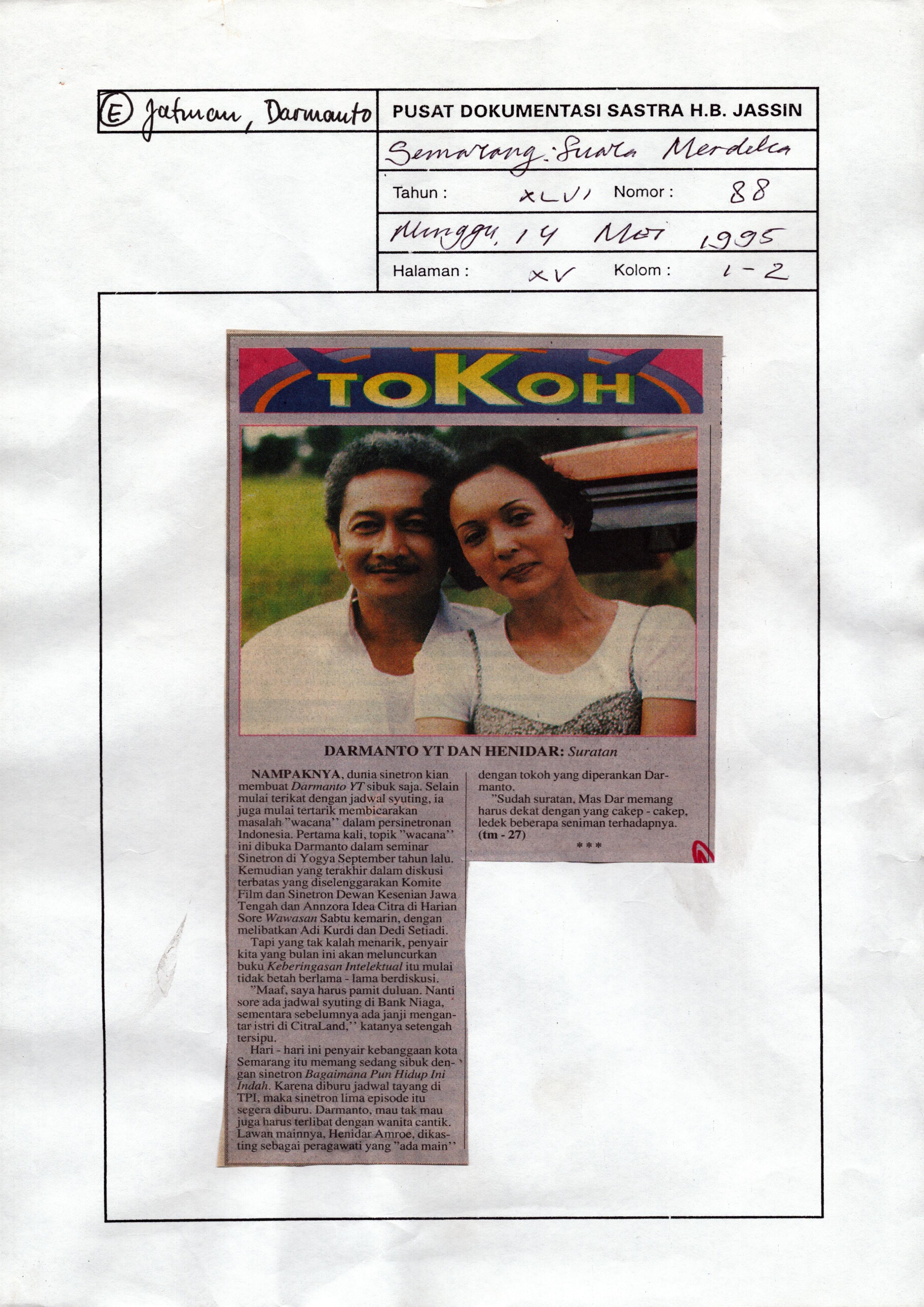 Tokoh - Darmanto Yt dan Henidar