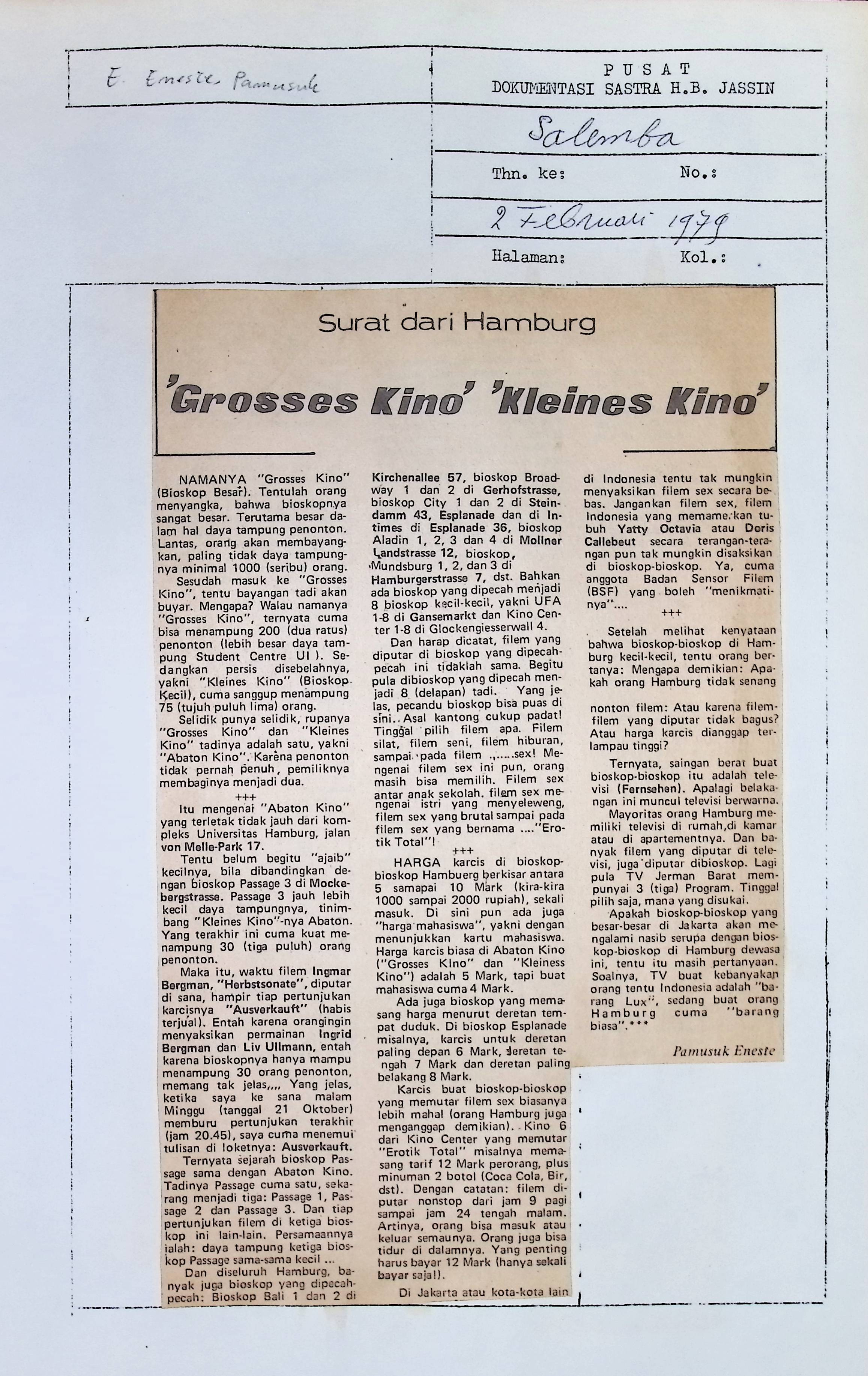 'Grosses kino' 'kleines kino'