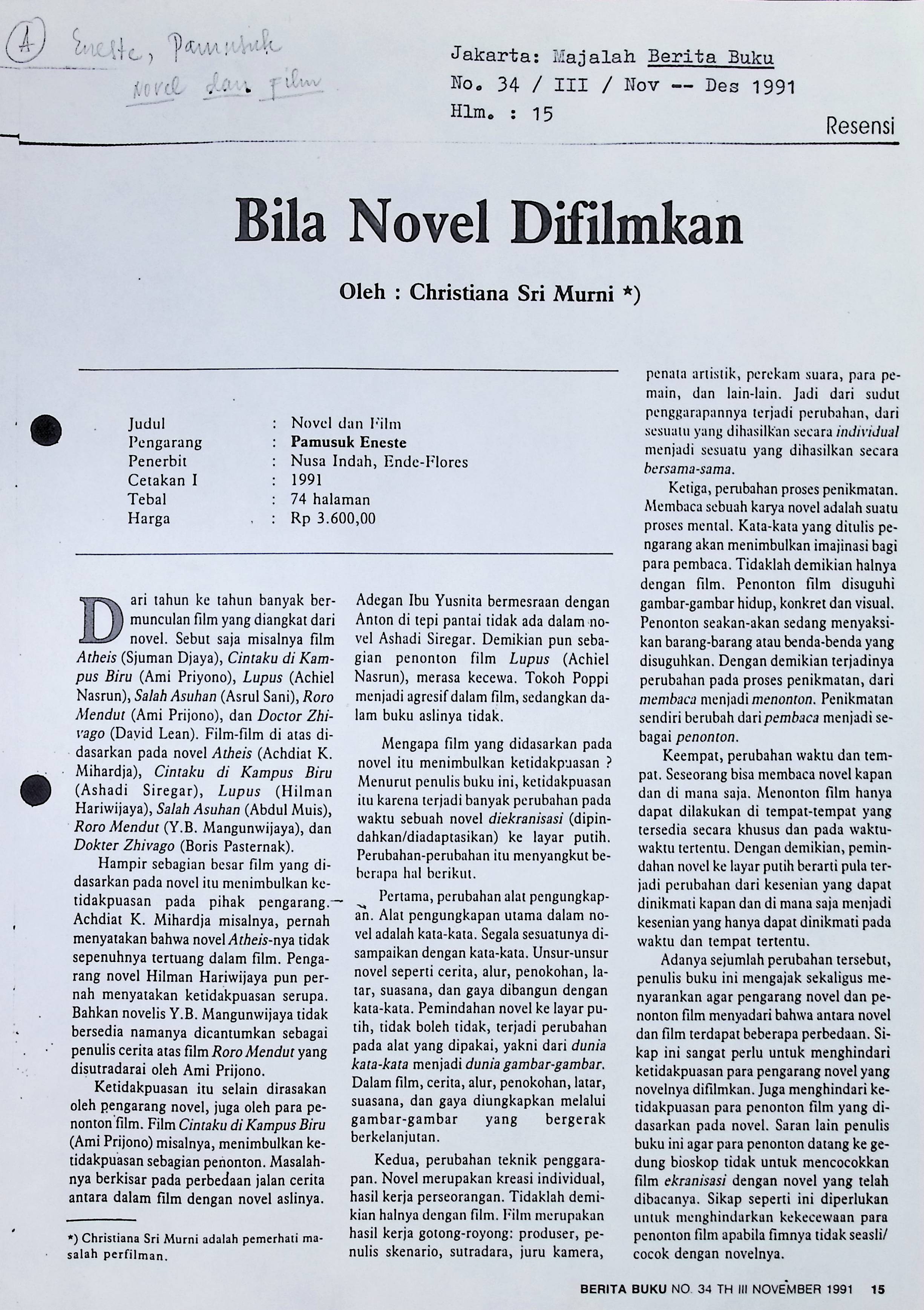 Bila novel difilmkan