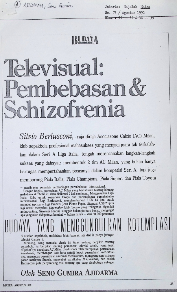 Televisual: pembebasan dan schizofrenia