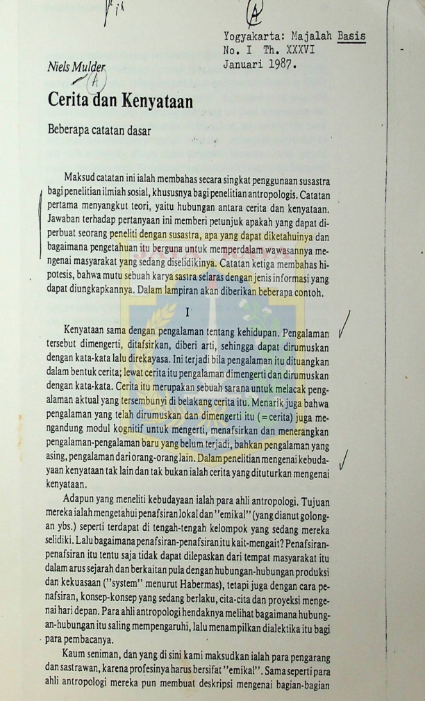 Cerita dan Kenyataan : beberapa catatan dasar