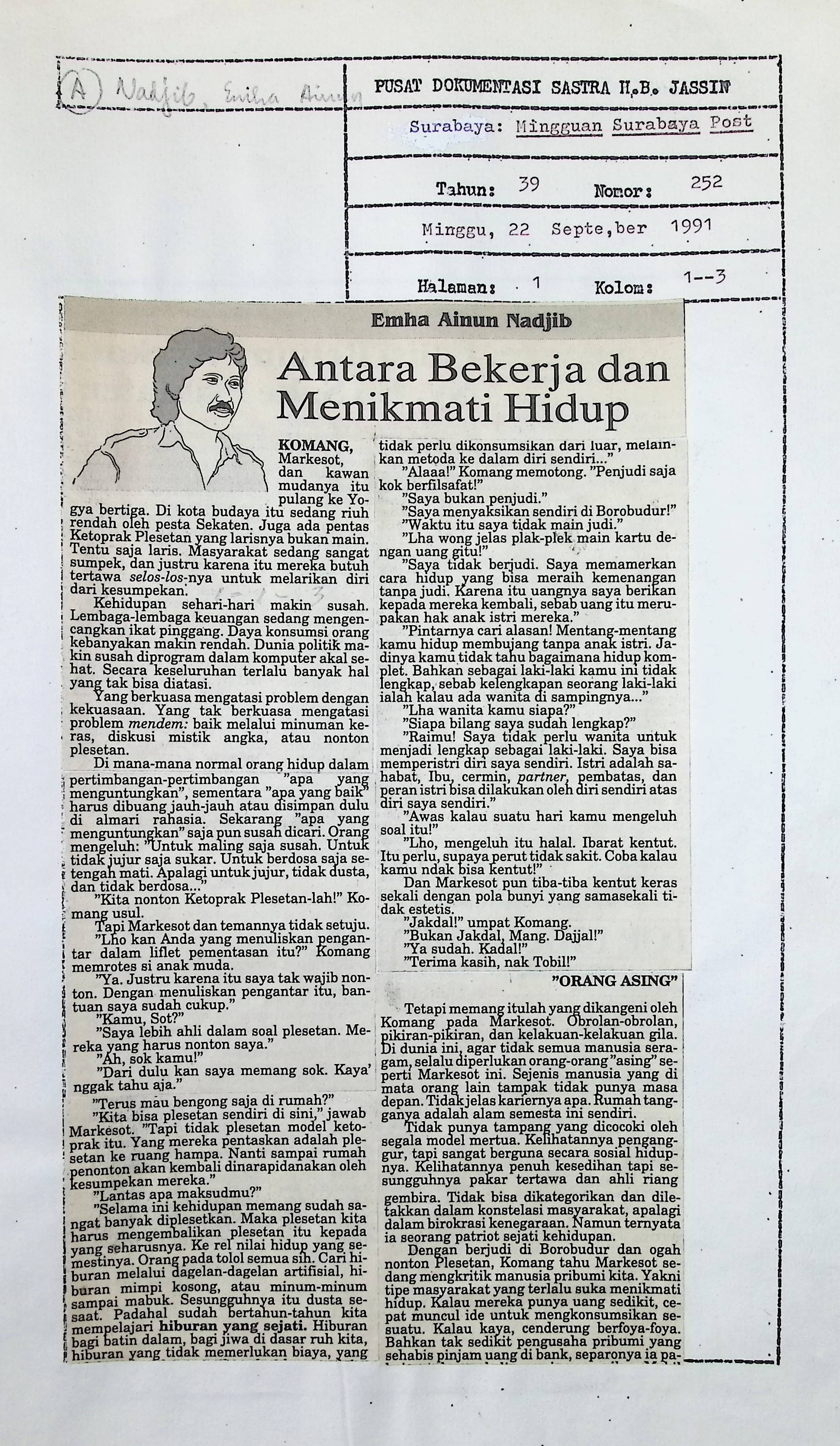 Antara bekerja dan menikmati hidup