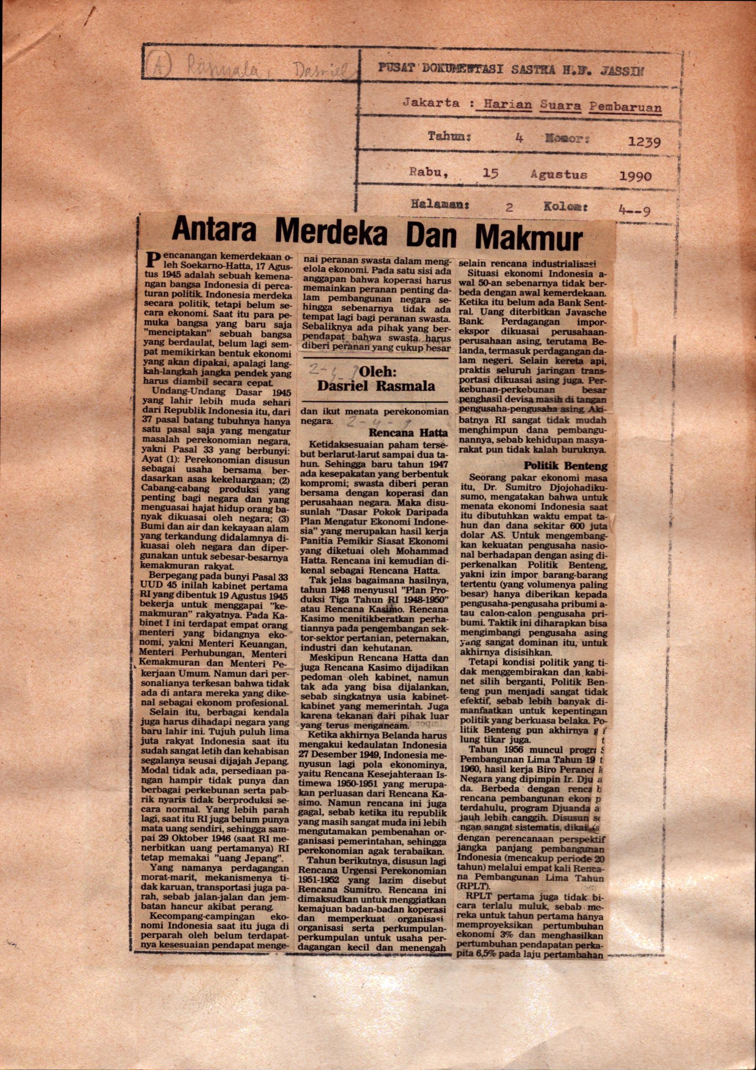 Antara merdeka dan makmur