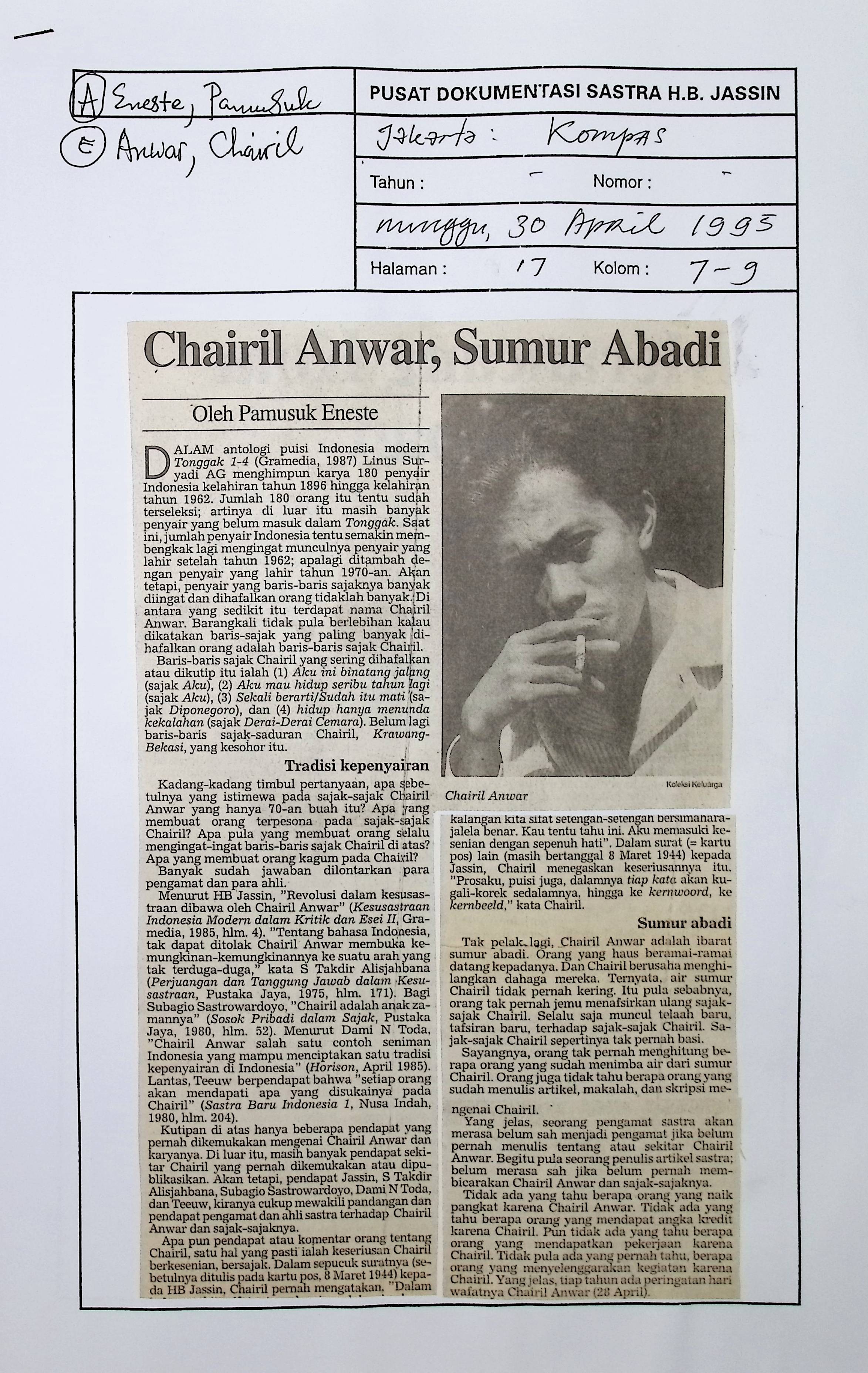 Chairil Anwar, sumur abadi