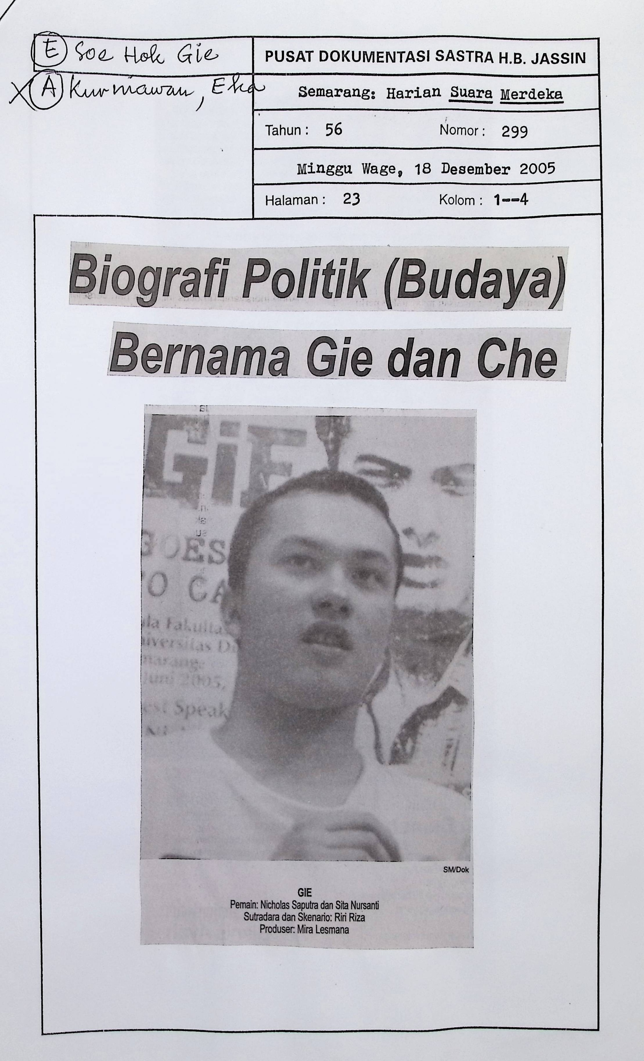 Biografi politik (Budaya) bernama Gie dan Che