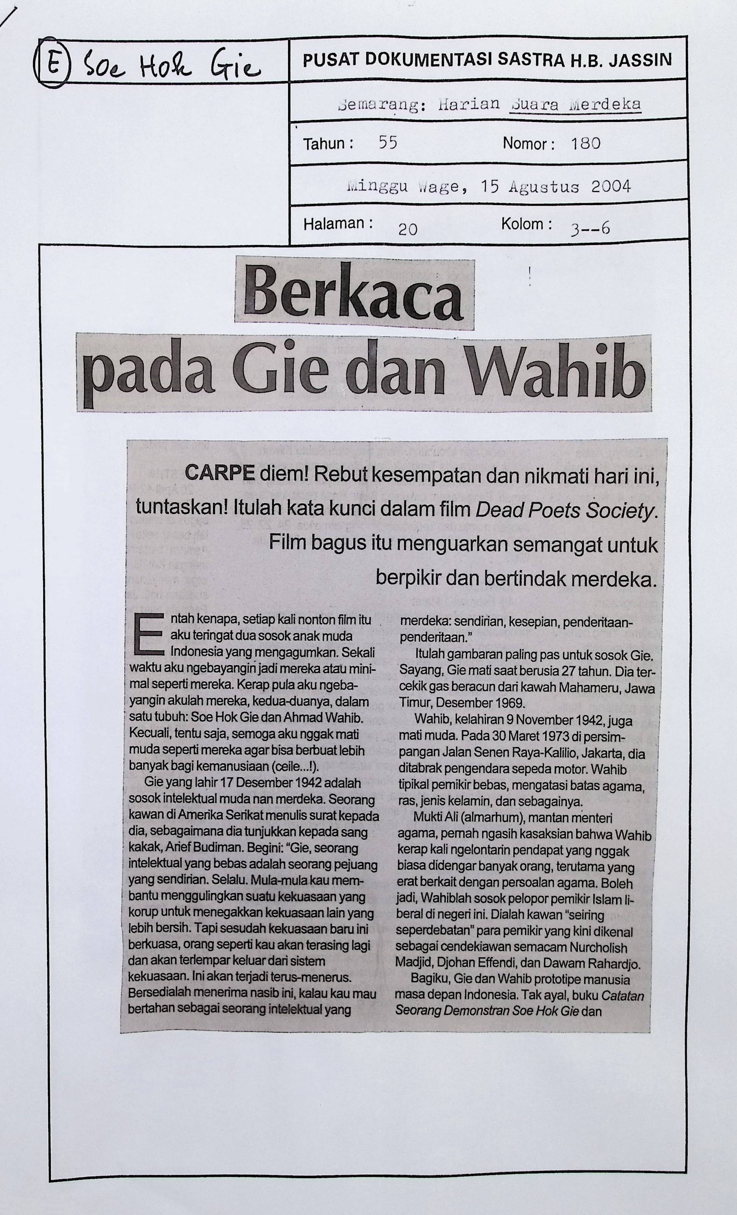 Berkaca pada Gie dan Wahib