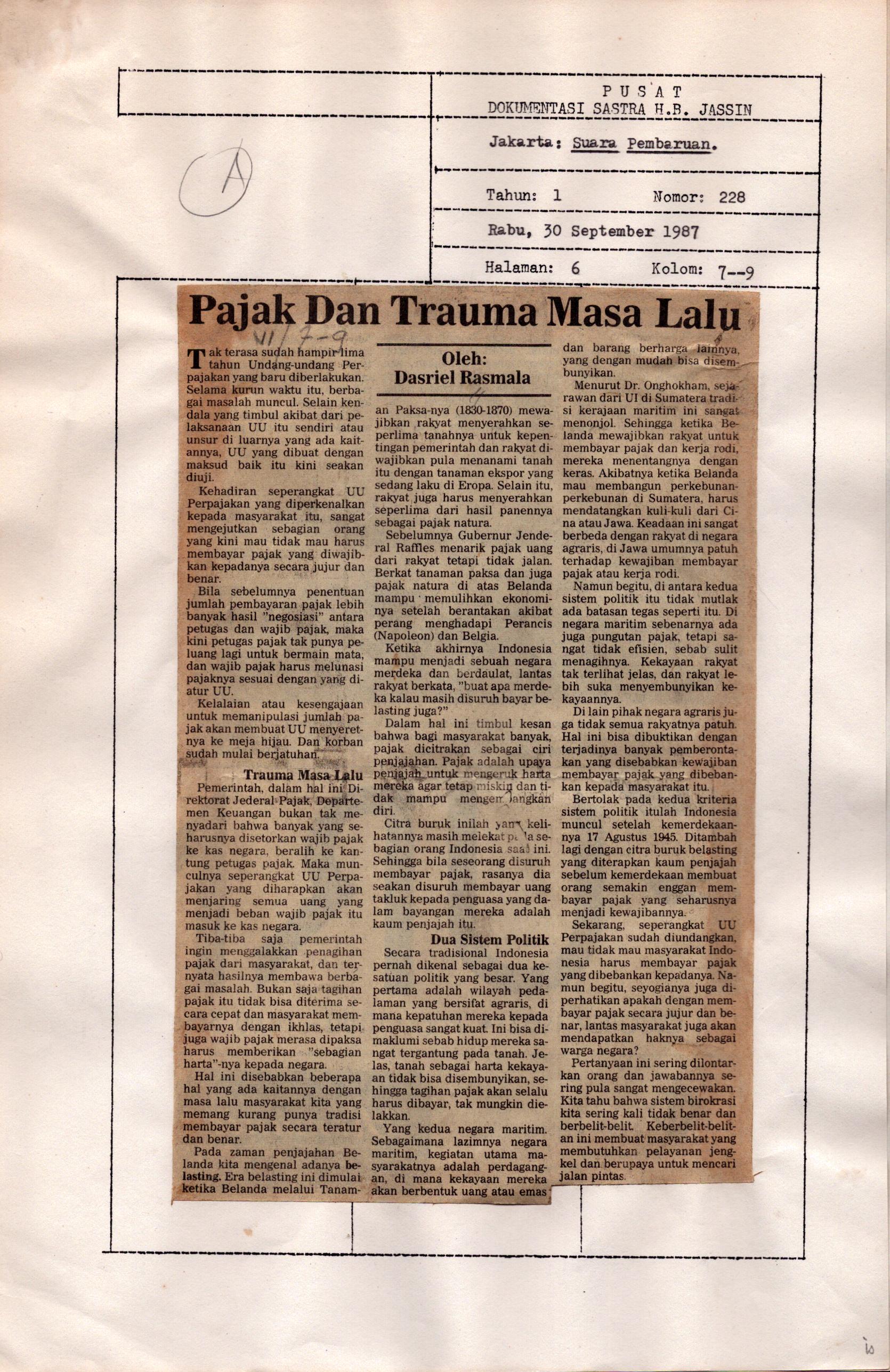 Pajak dan trauma masa lalu