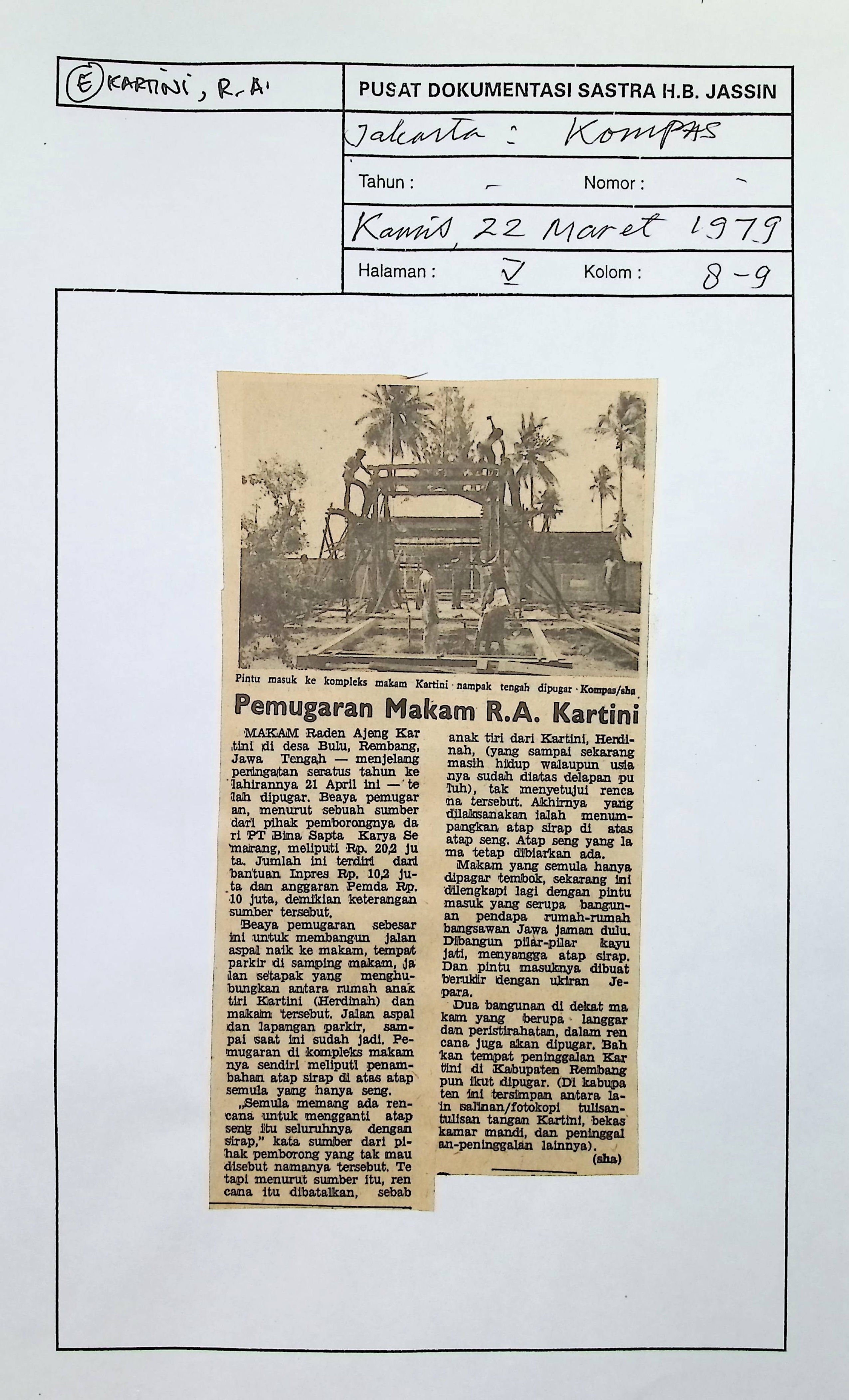 Pemugaran makam R.A. Kartini