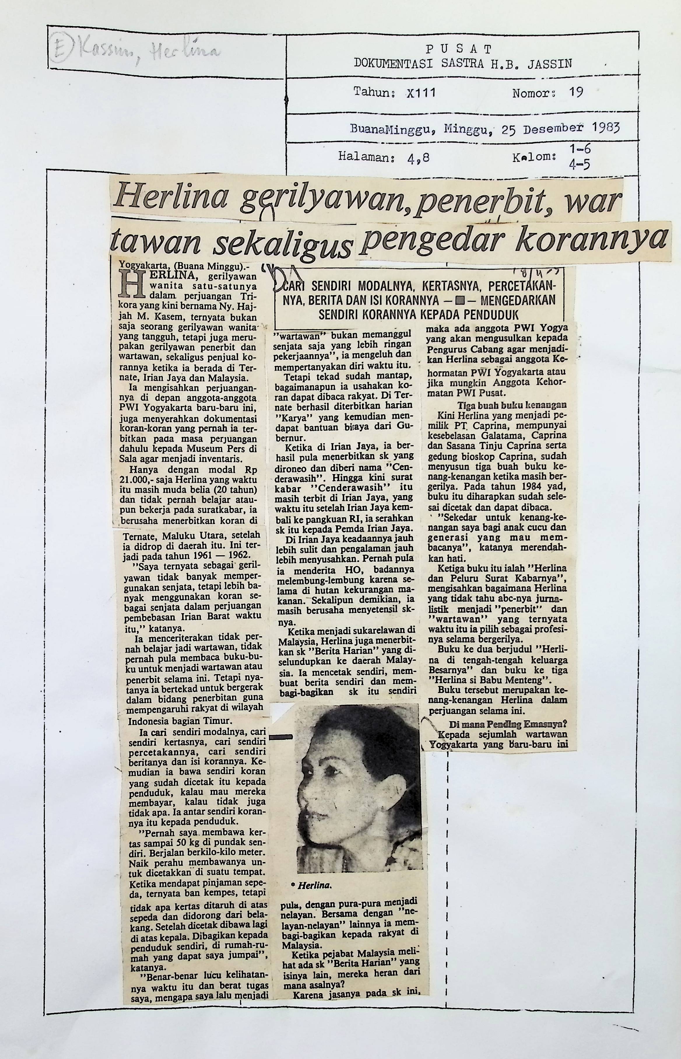 Herlina gerilyawan penerbit, wartawan sekaligus pengedar korannya