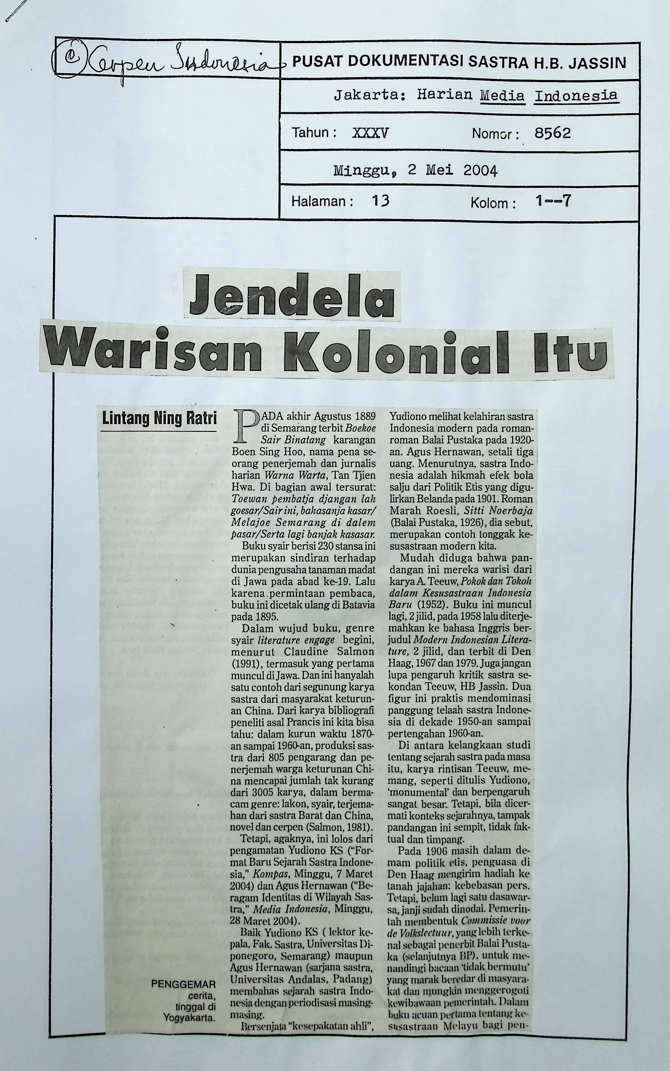 Jendela warisan kolonial itu