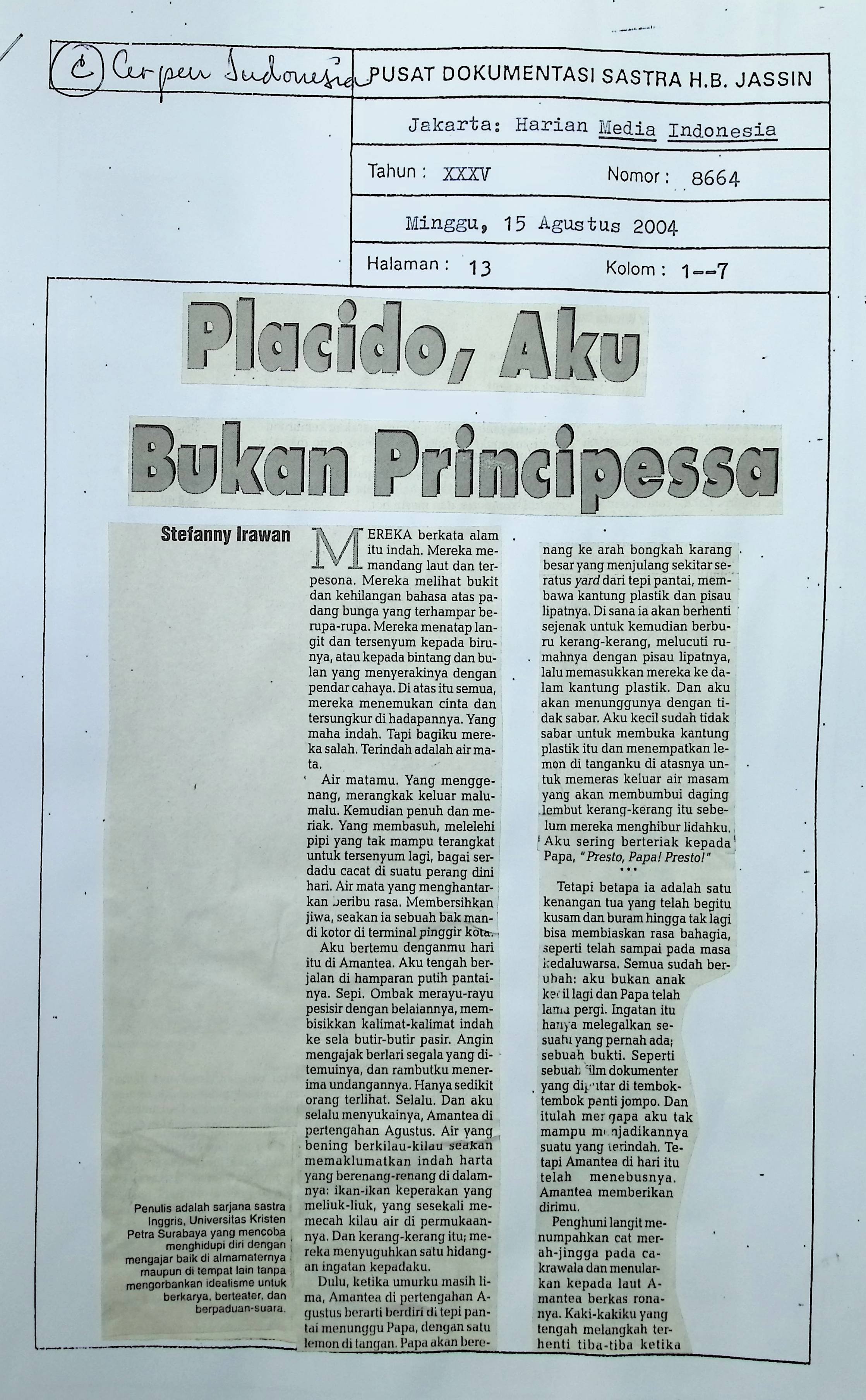 Placido, Aku bukan Principessa