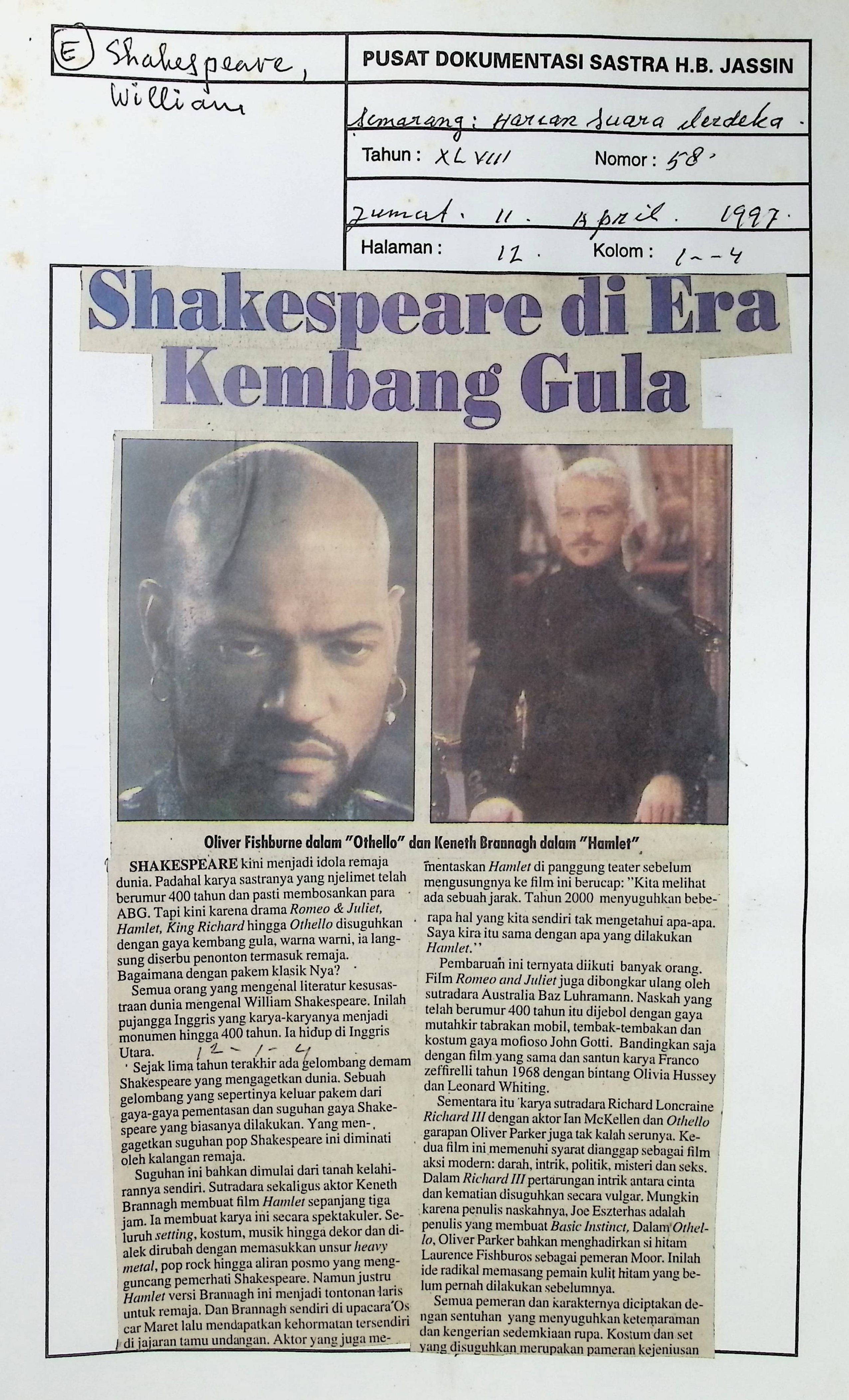 Shakespeare di era kembang gula
