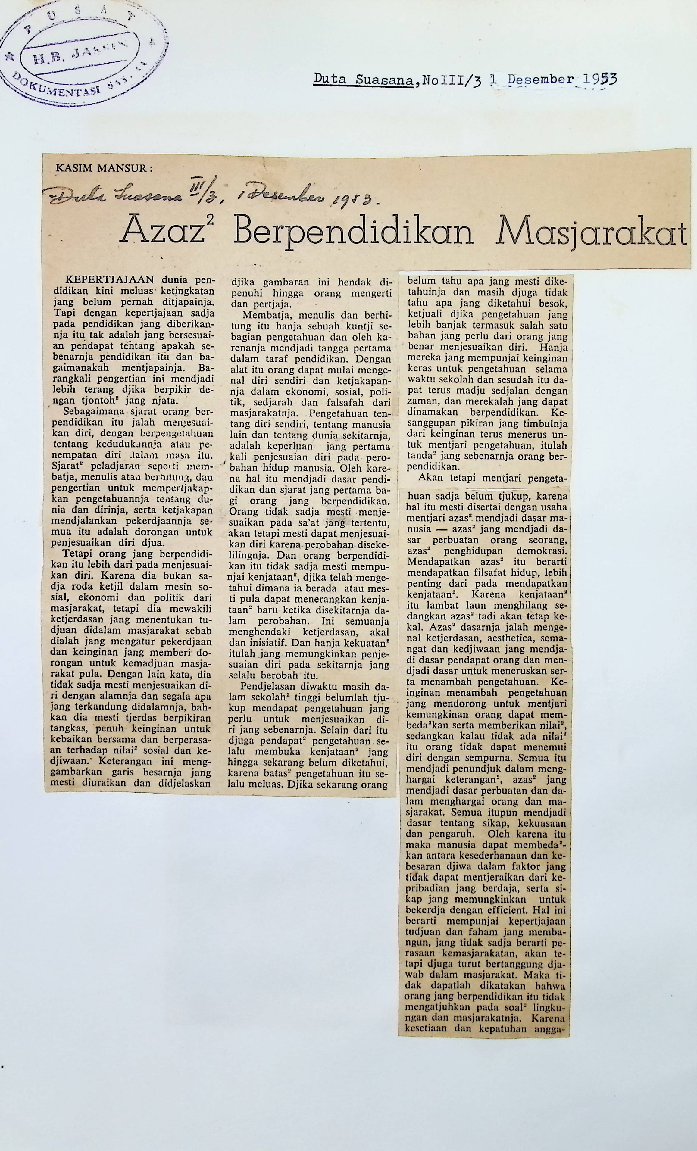 Azaz berpendidian masyarakat