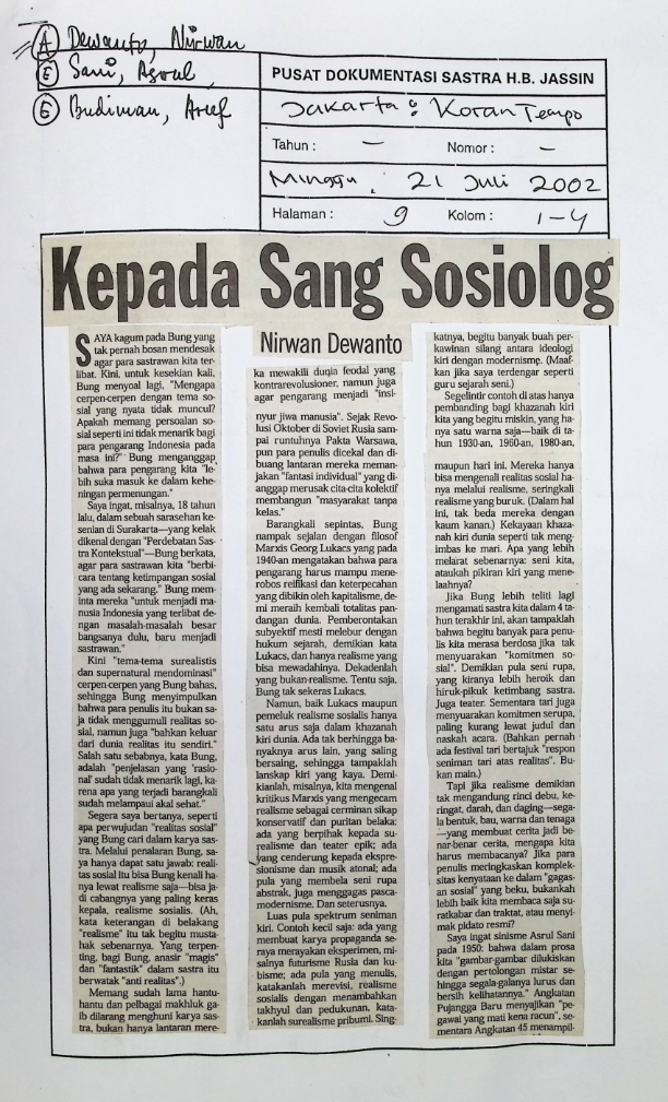 Kepada sang sosiolog