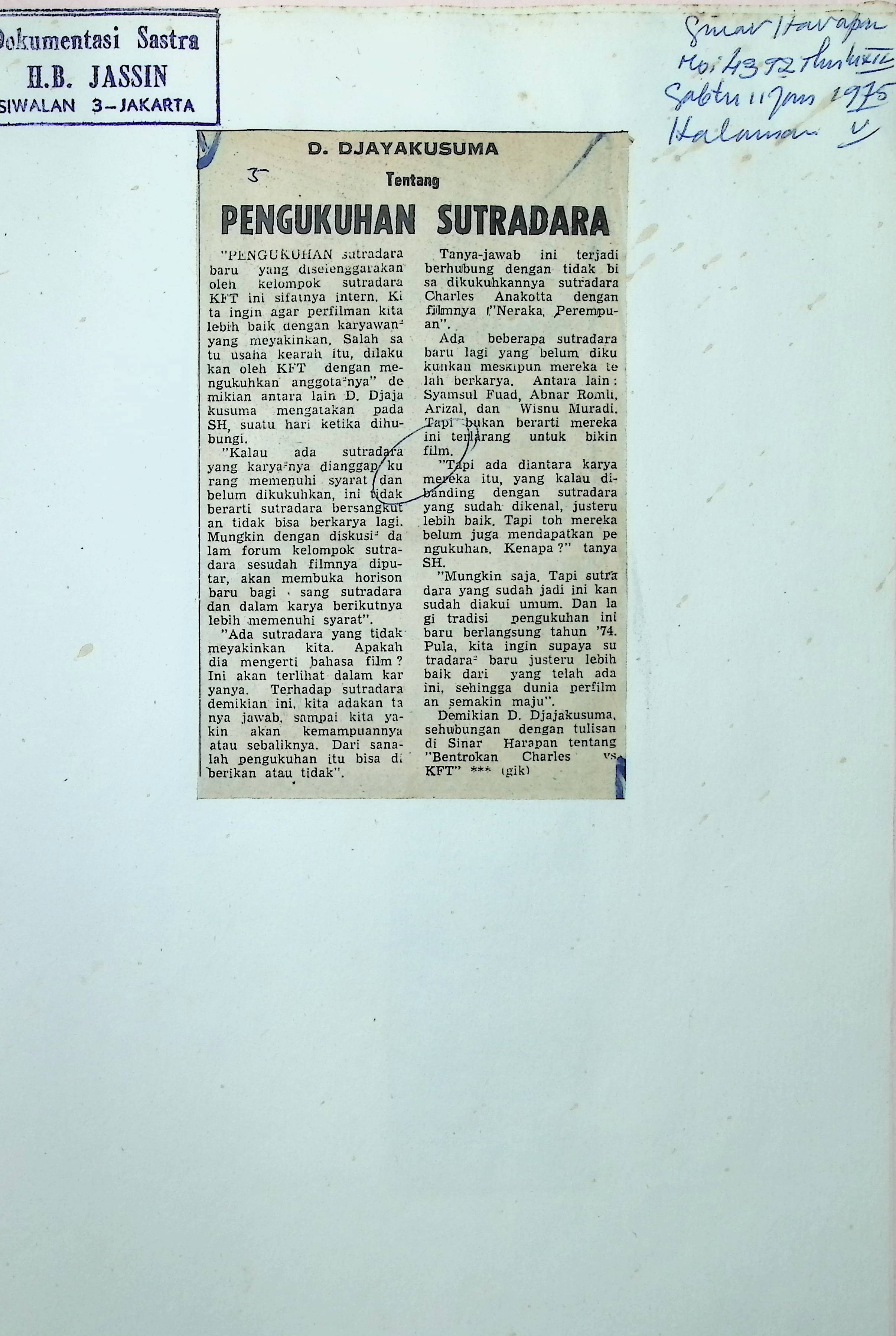 Pengukuhan sutradara