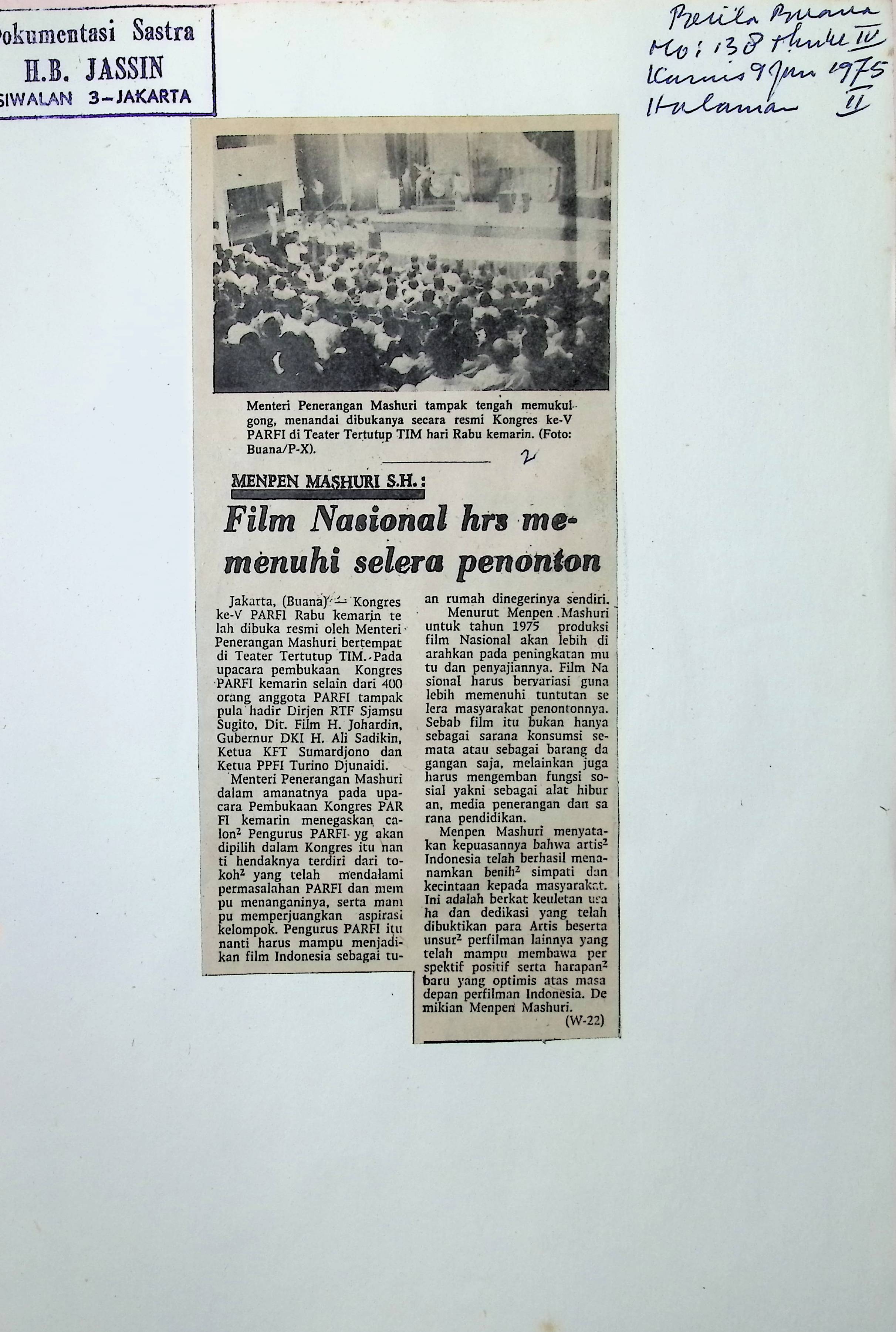 Menpen Mashuri S.H. Film nasional harus memenuhi selera penonton