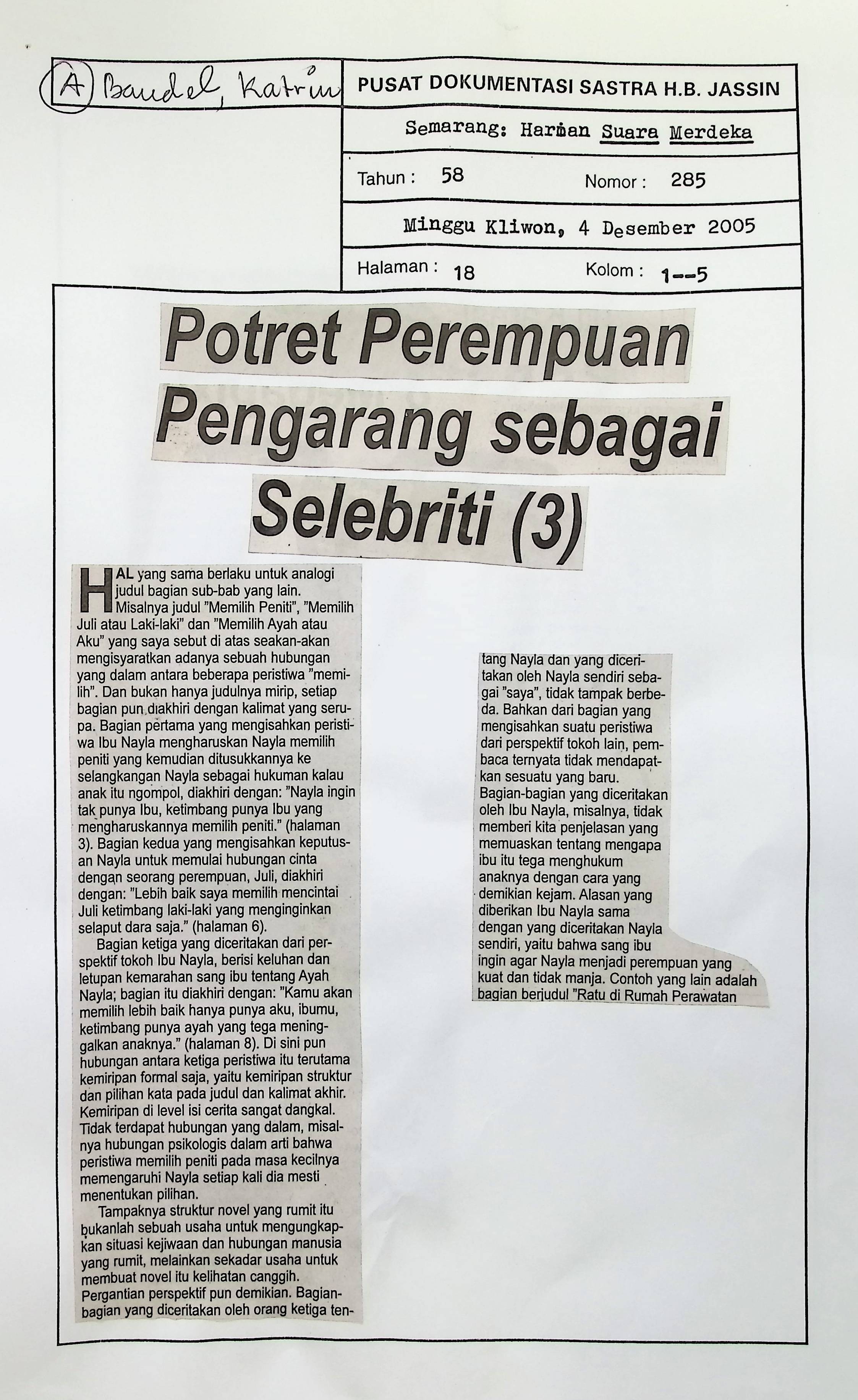 Potret perempuan pengarang sebagai selebriti (3)
