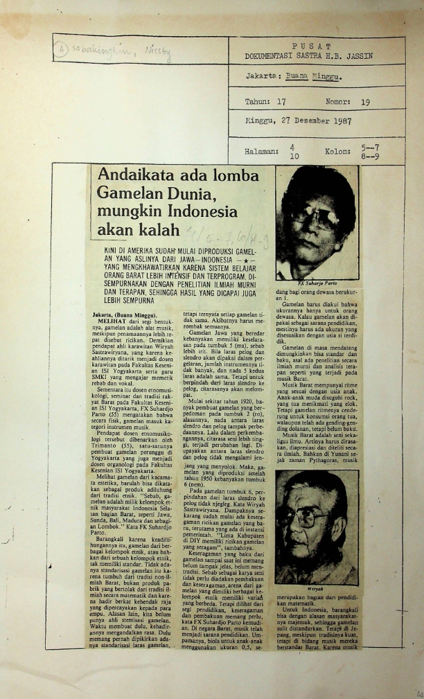 Andaikata ada lomba gamelan dunia, mungkin Indonesia akan kalah