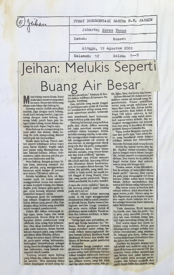 Jeihan: Melukis seperti buang air besar