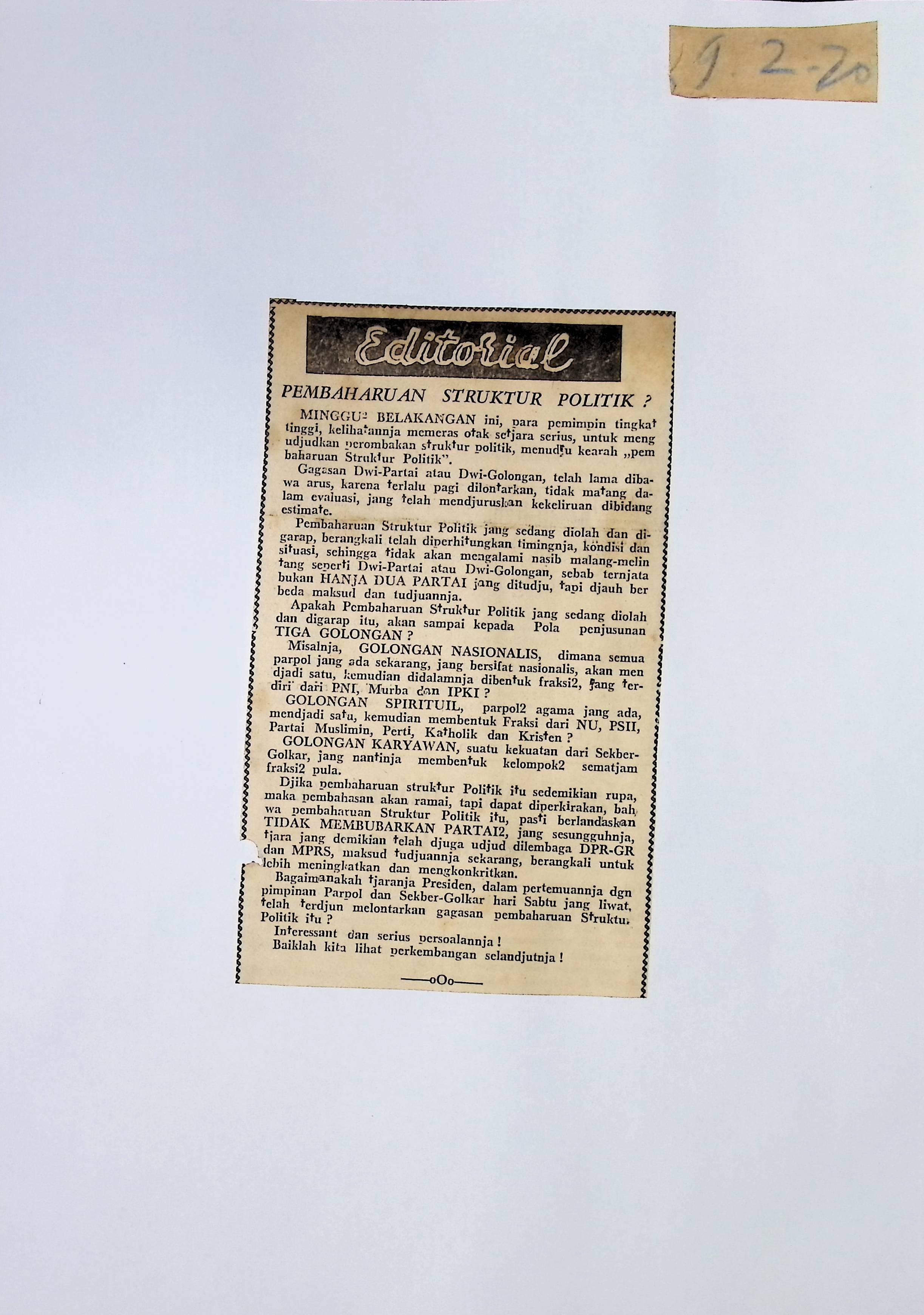 Pembaharuan struktur politik?