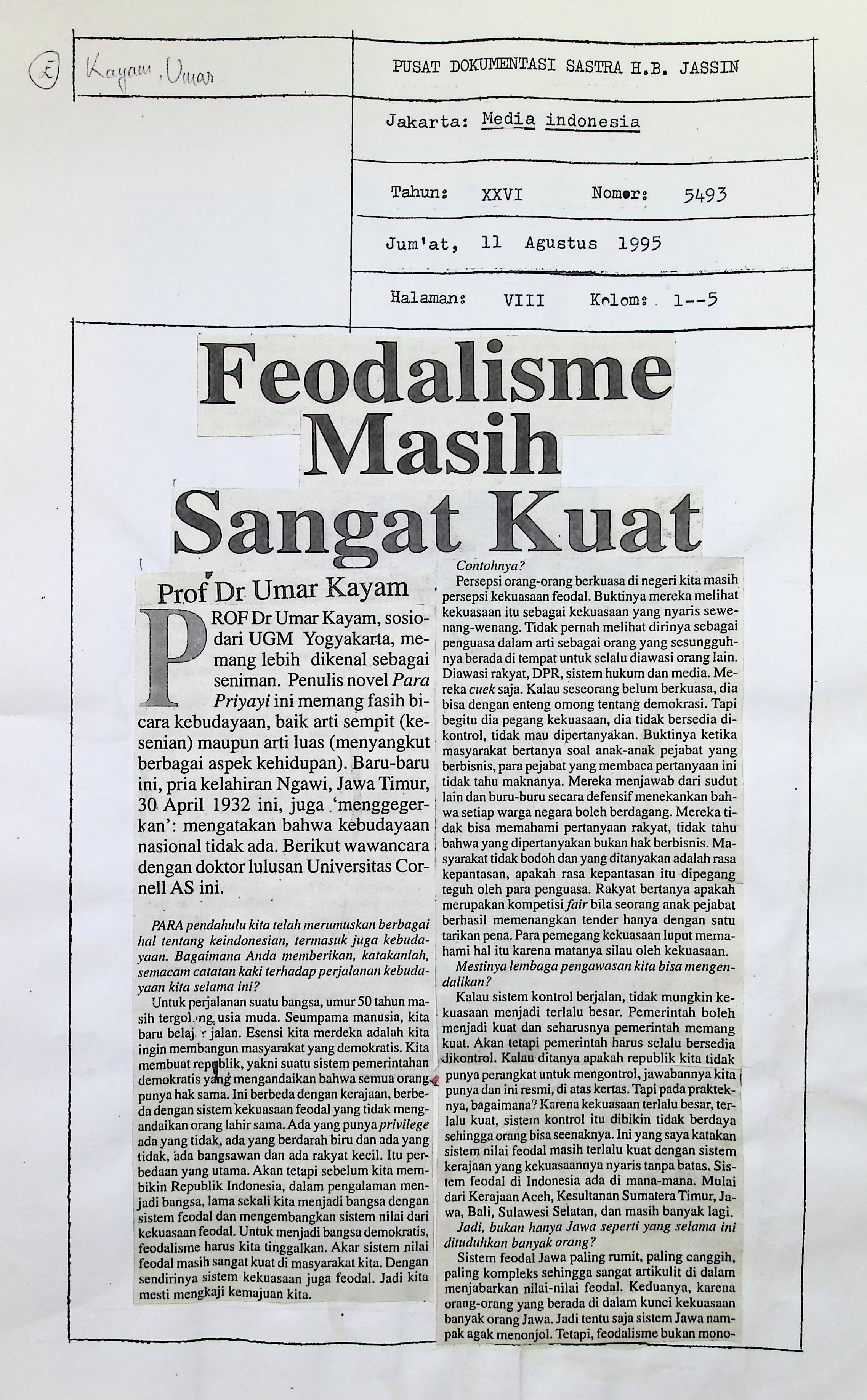 Feodalisme masih sangat kuat / Endah Saptorini