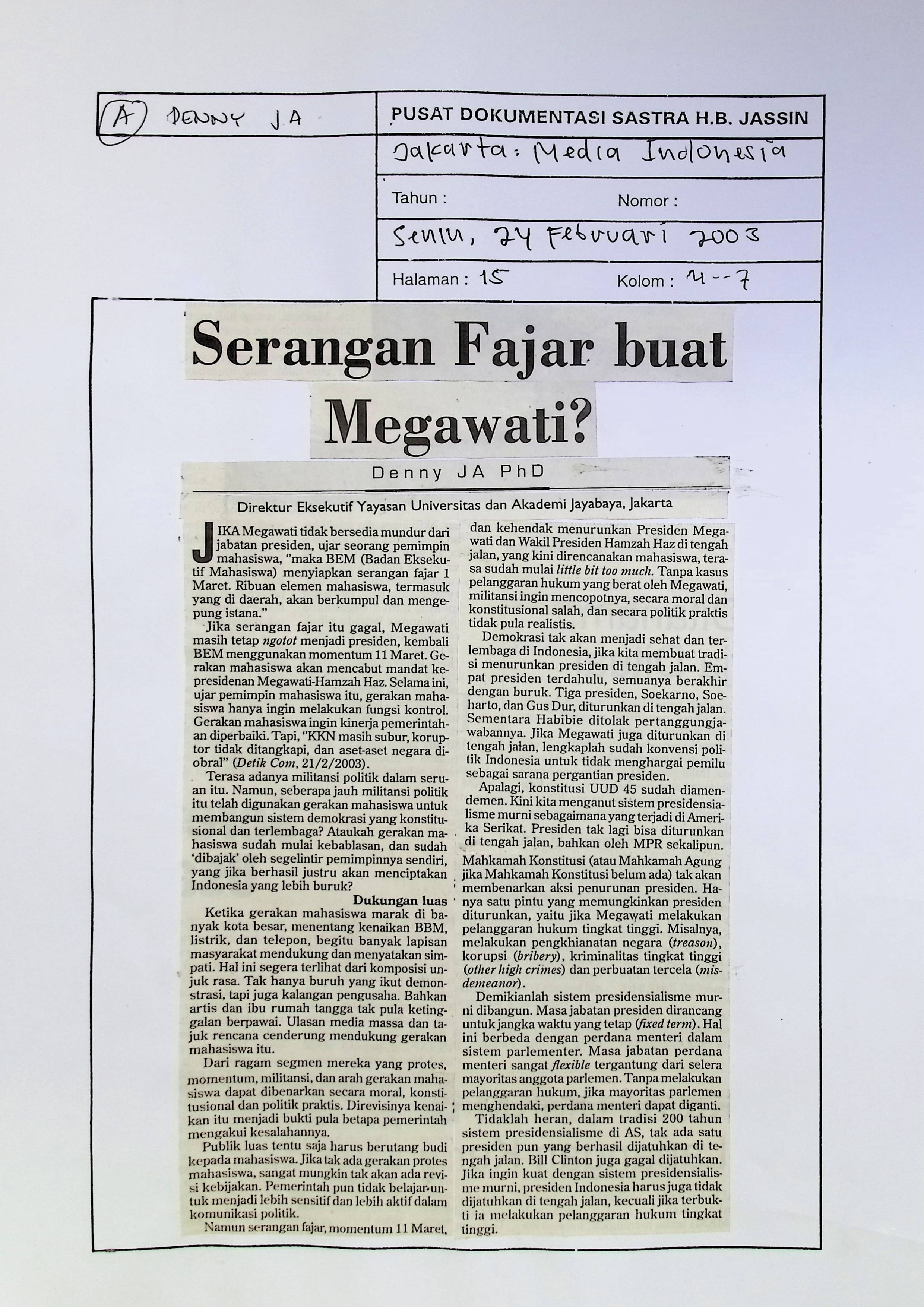 Serangan fajar buat Megawati