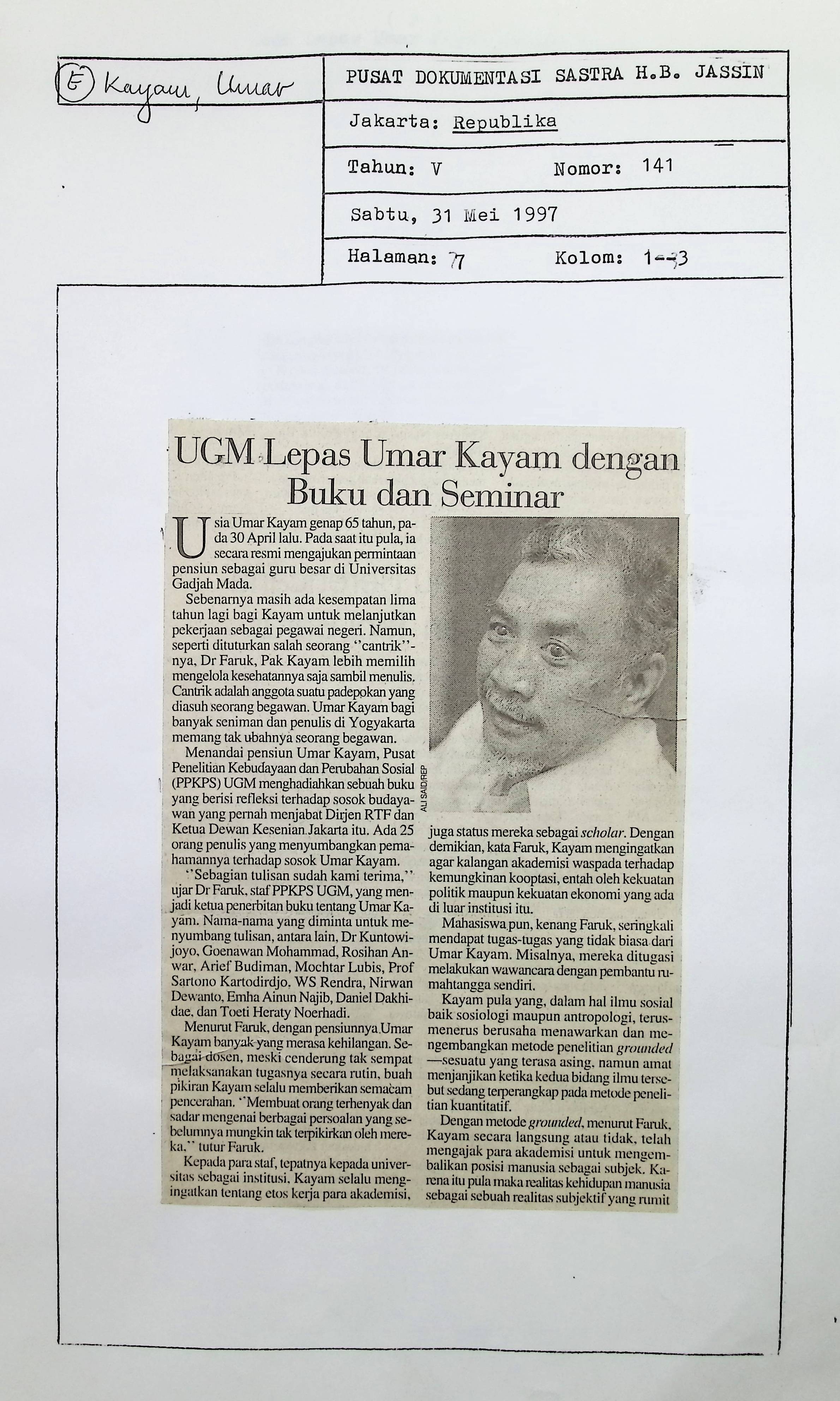 UGM lepas Umar Kayam dengan buku seminar
