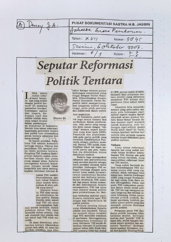 Seputar reformasi politik tentara