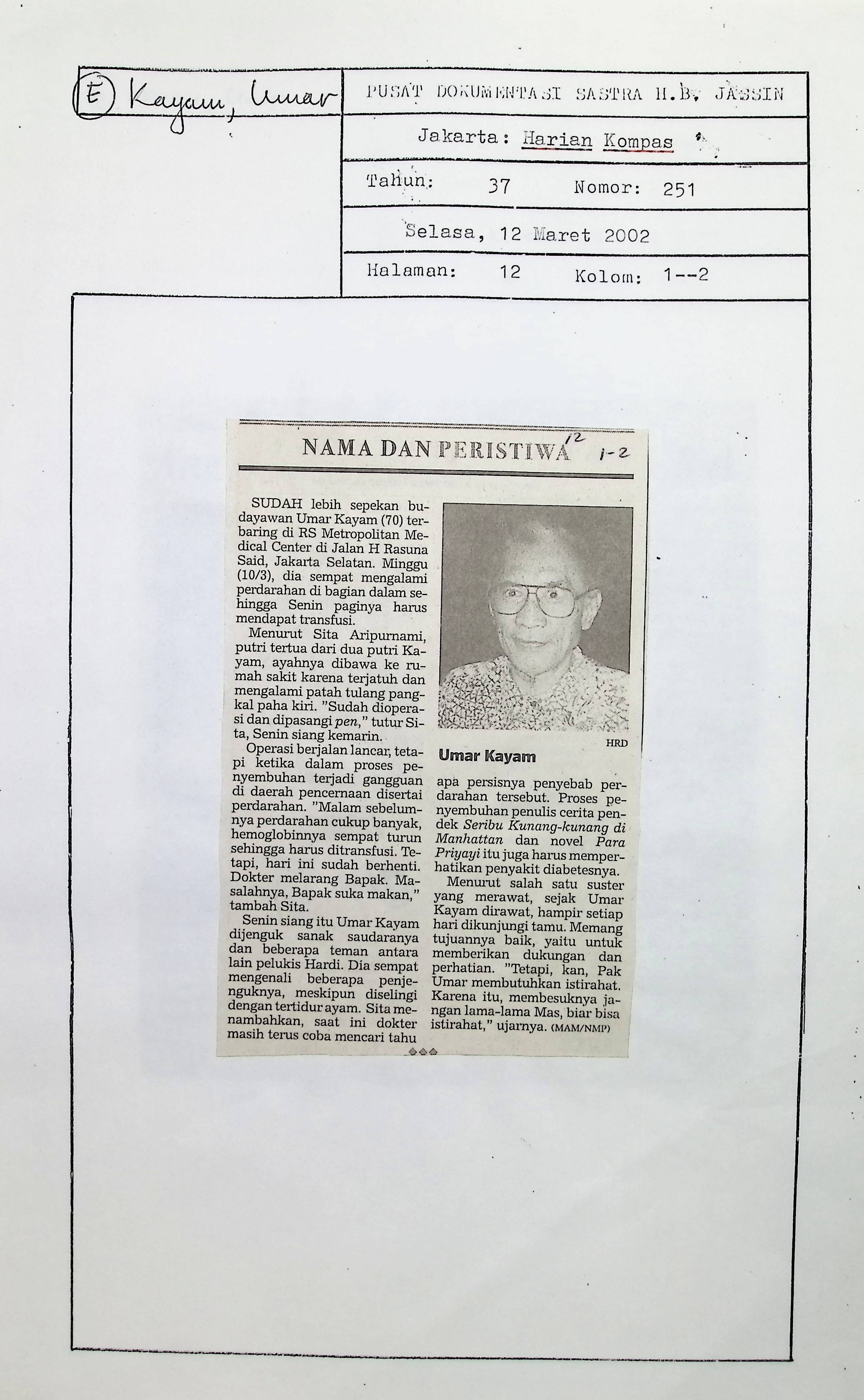Nama dan peristiwa Umar Kayam