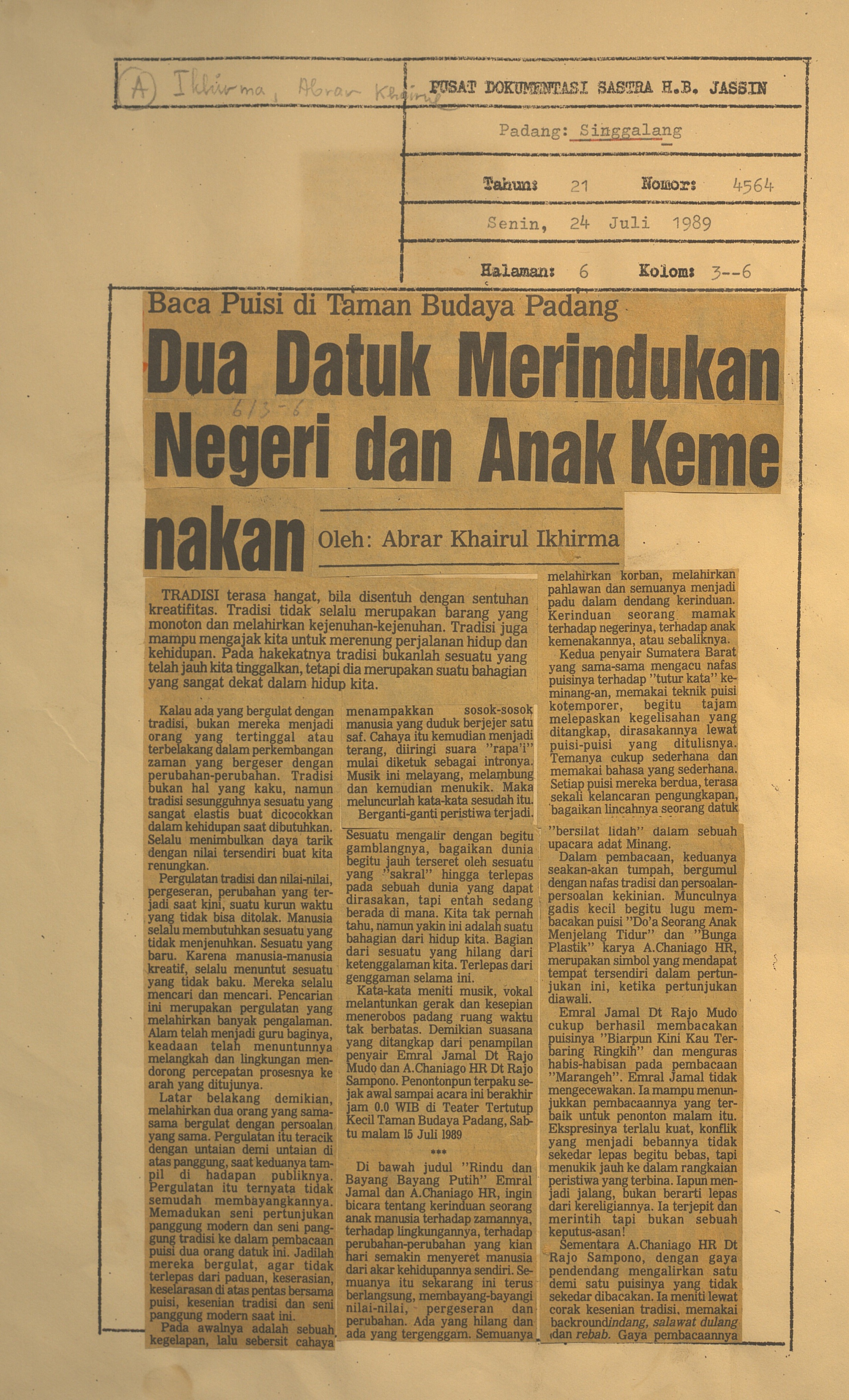 Dua datuk merindukan negeri dan kemenakan
