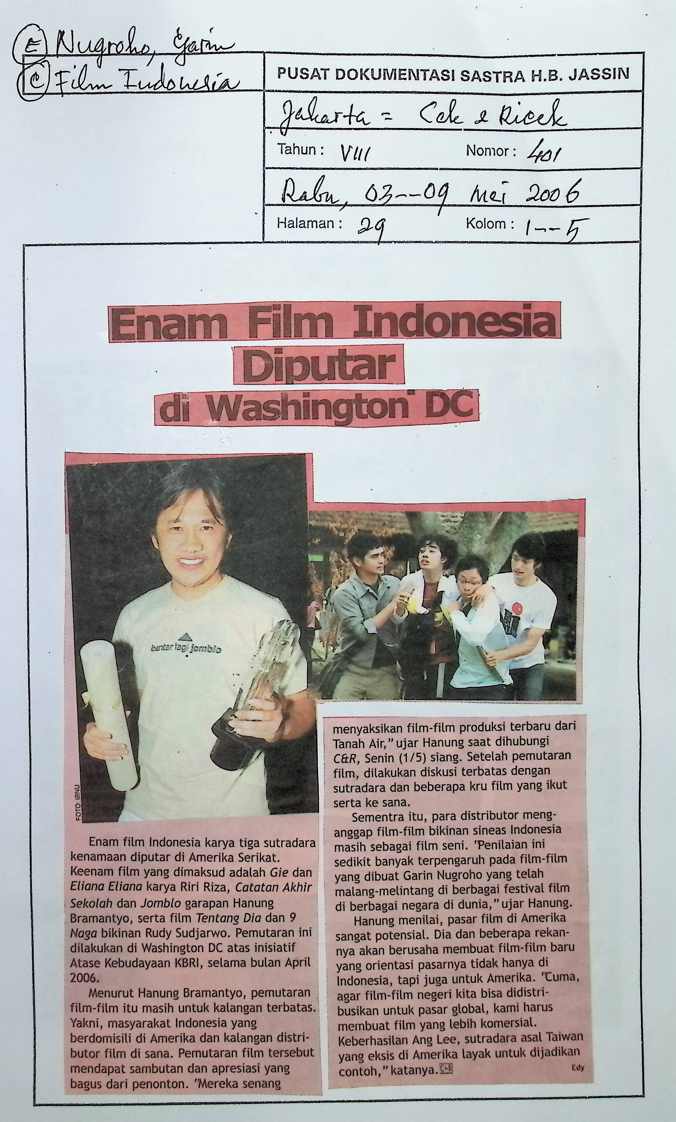 Enam film Indonesia diputar di Washington DC